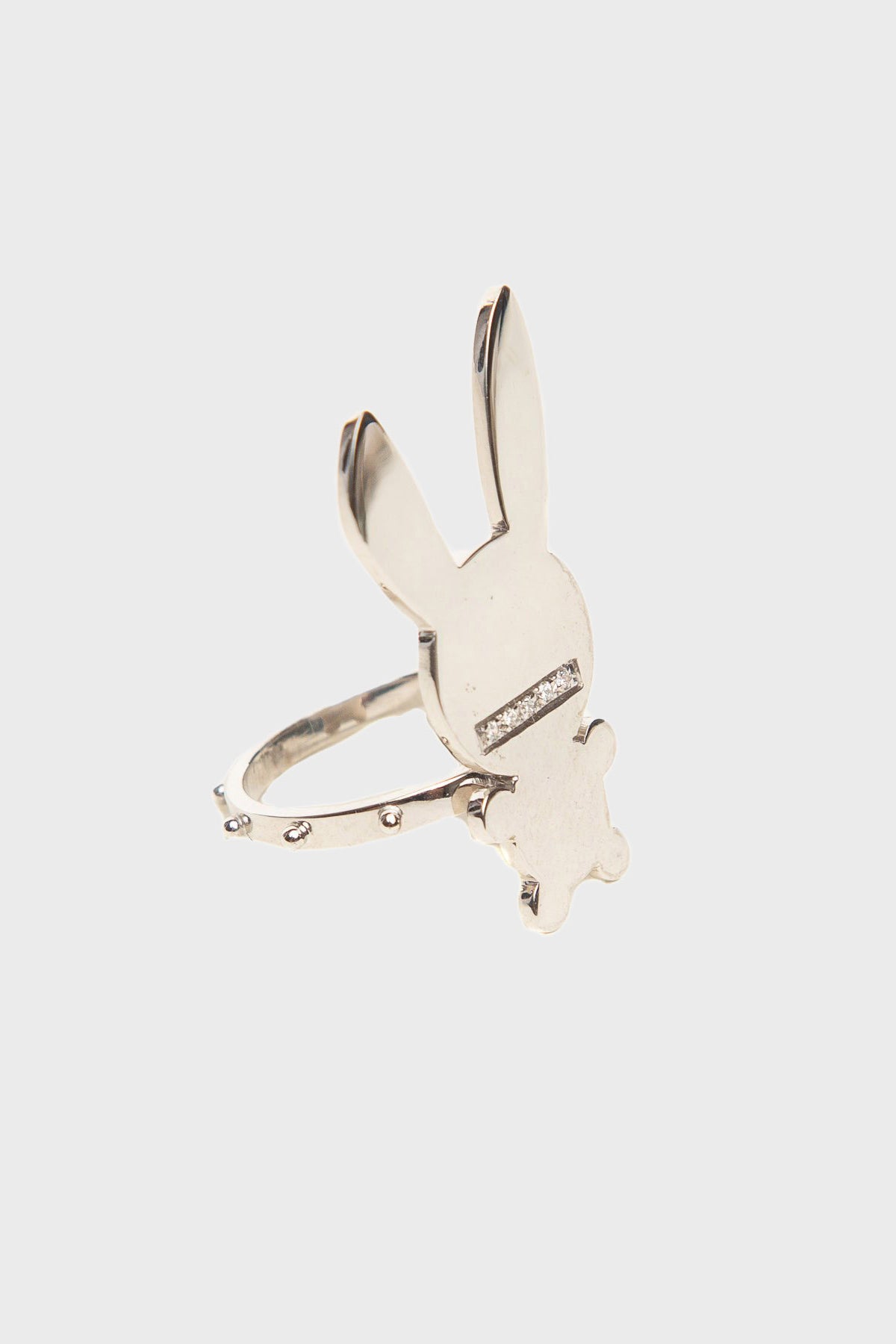 NATASHA ZINKO | SMILING WHITE GOLD & DIAMOND BUNNY RING