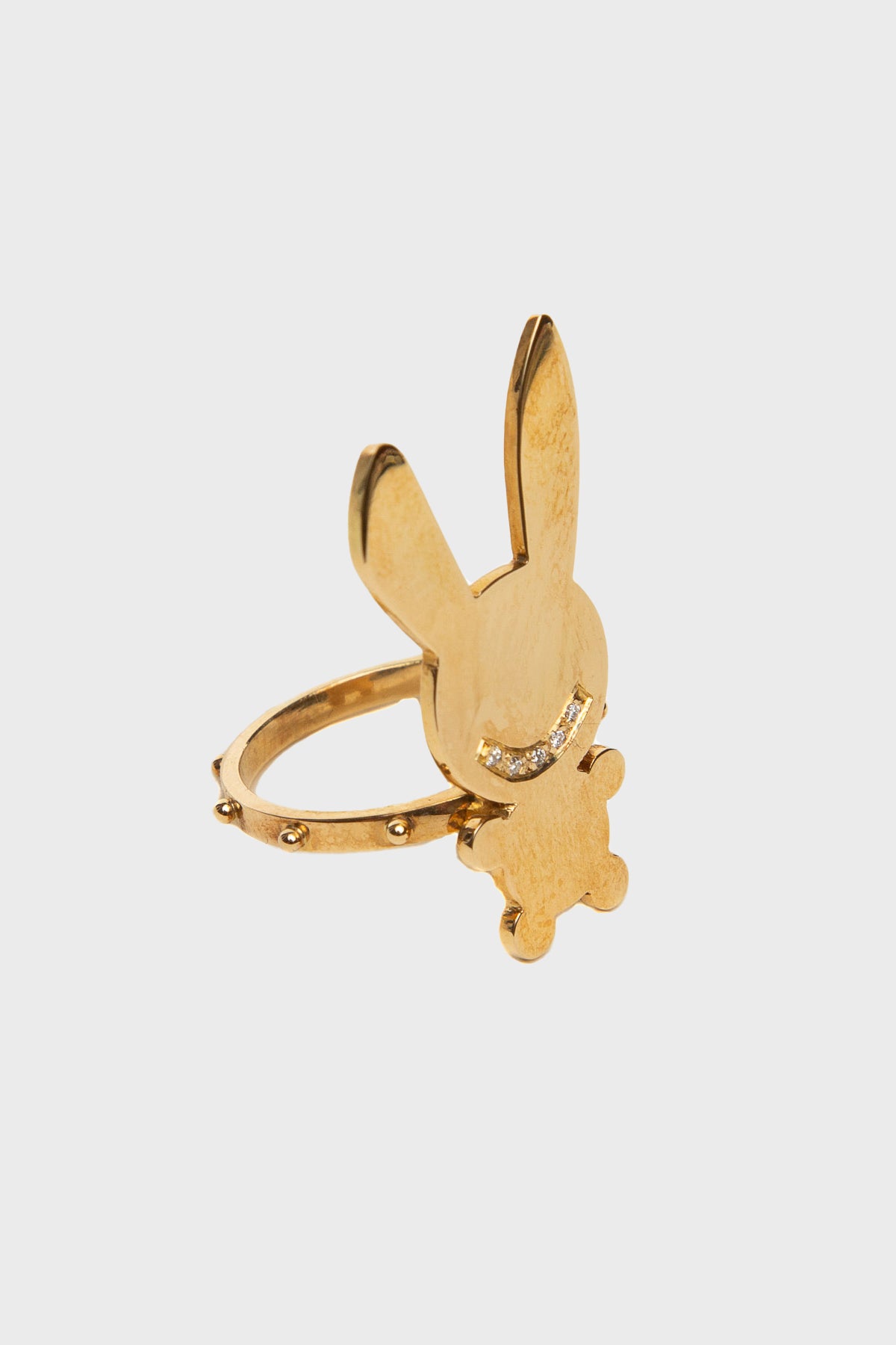 NATASHA ZINKO | SMILING WHITE GOLD & DIAMOND BUNNY RING