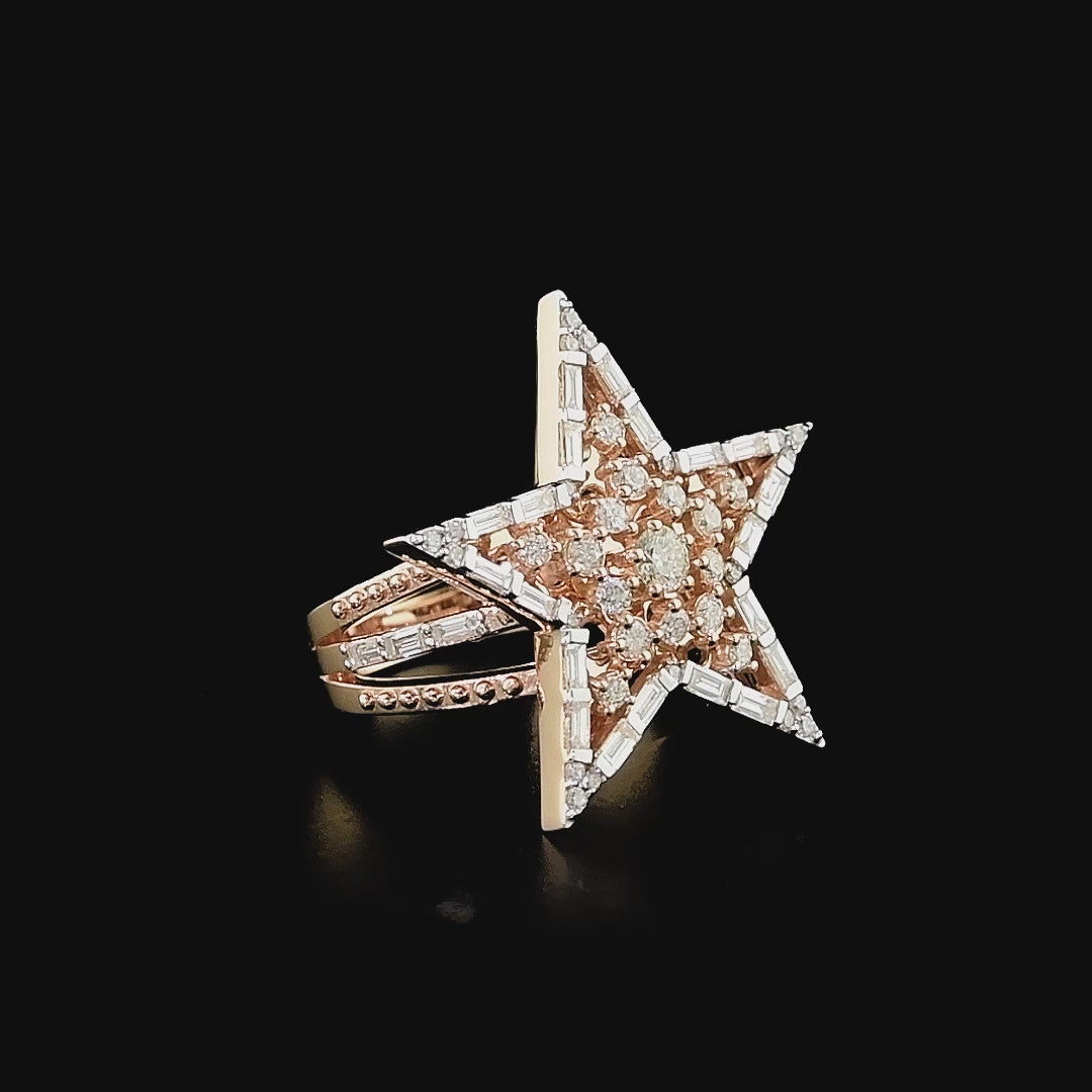 Bee Goddess Rose Gold Diamond Sirius Star Ring
