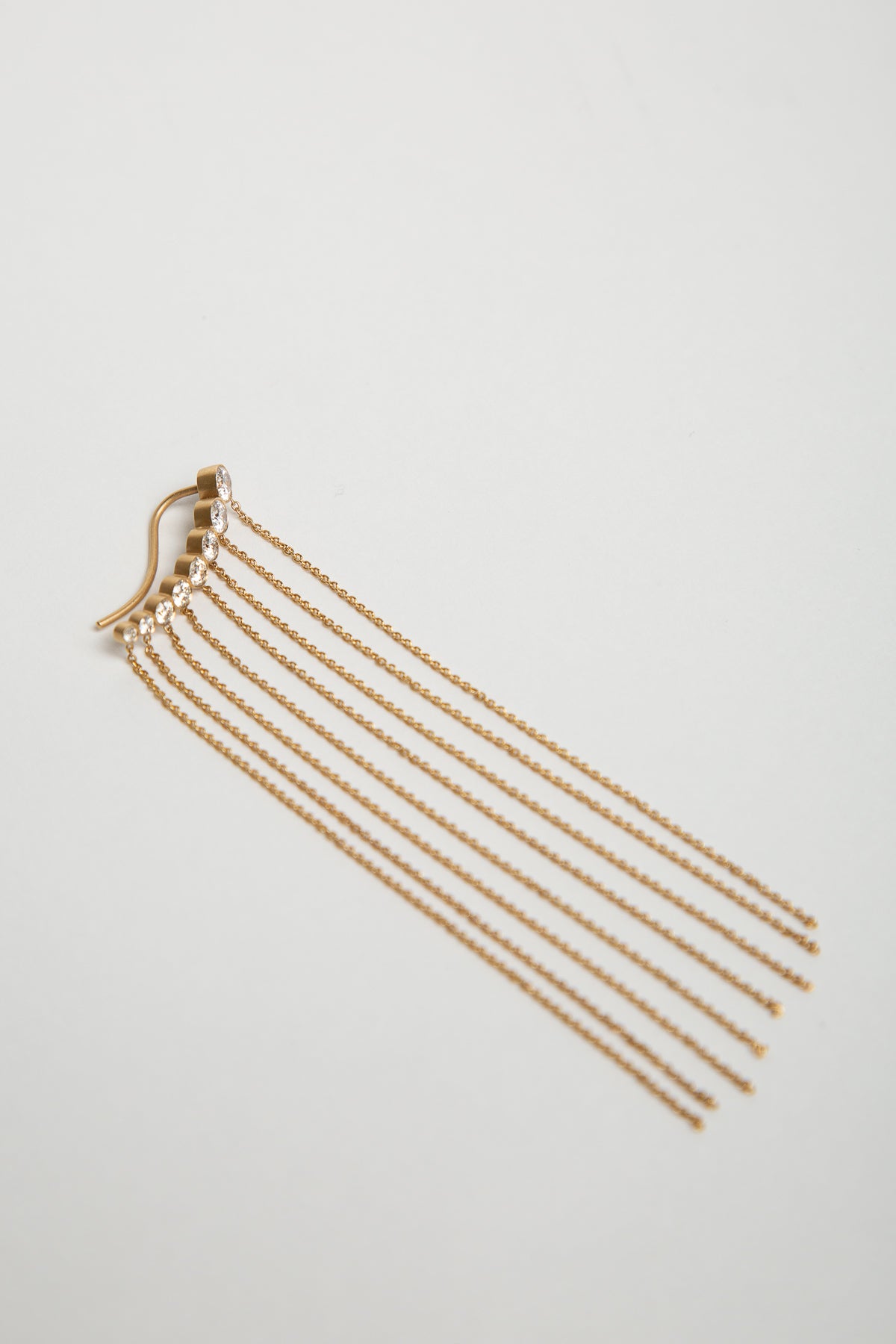 SOPHIE BILLE BRAHE | GOLD CHAIN FRINGE DIAMOND EAR CLIMBER