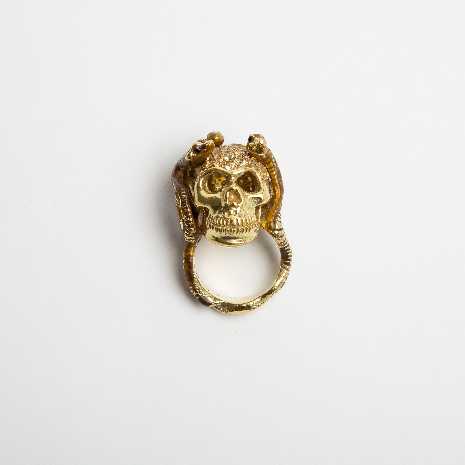 DELFINA DELETTREZ | YELLOW SAPPHIRE SKULL & SNAKES RING - MAXFIELD LA