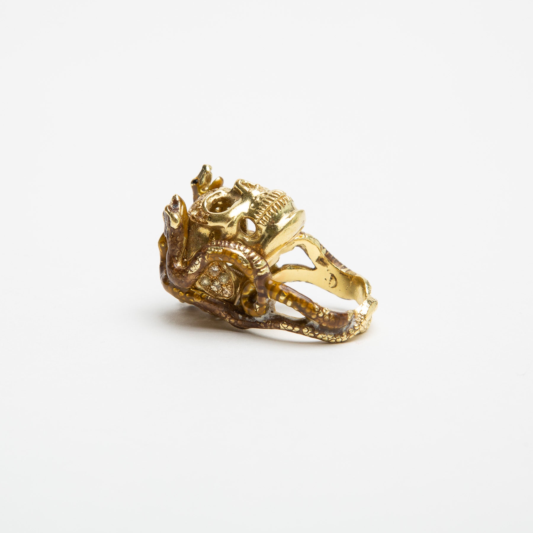 DELFINA DELETTREZ | YELLOW SAPPHIRE SKULL & SNAKES RING - MAXFIELD LA
