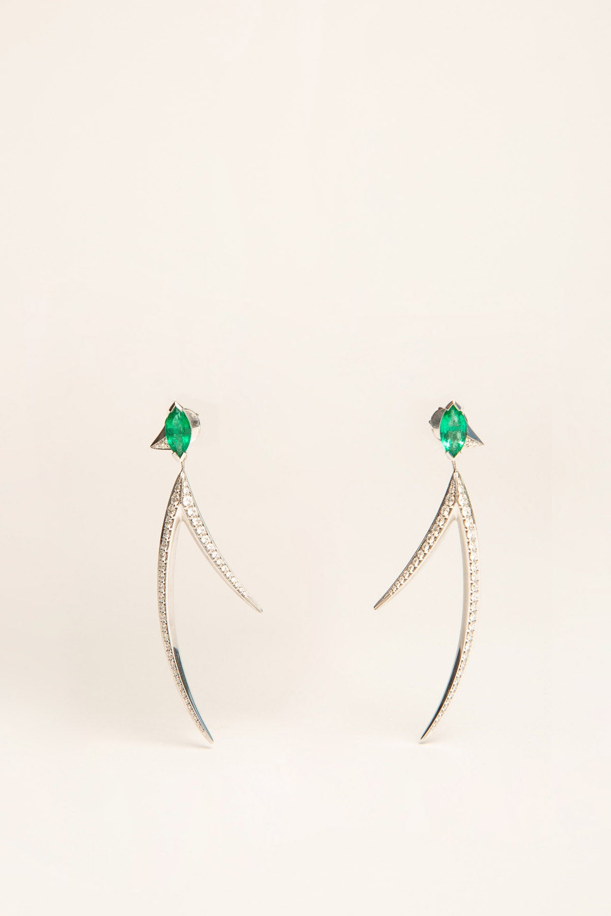 SHAUN LEANE | EMERALD STUD DIAMOND DROP EARRNGS