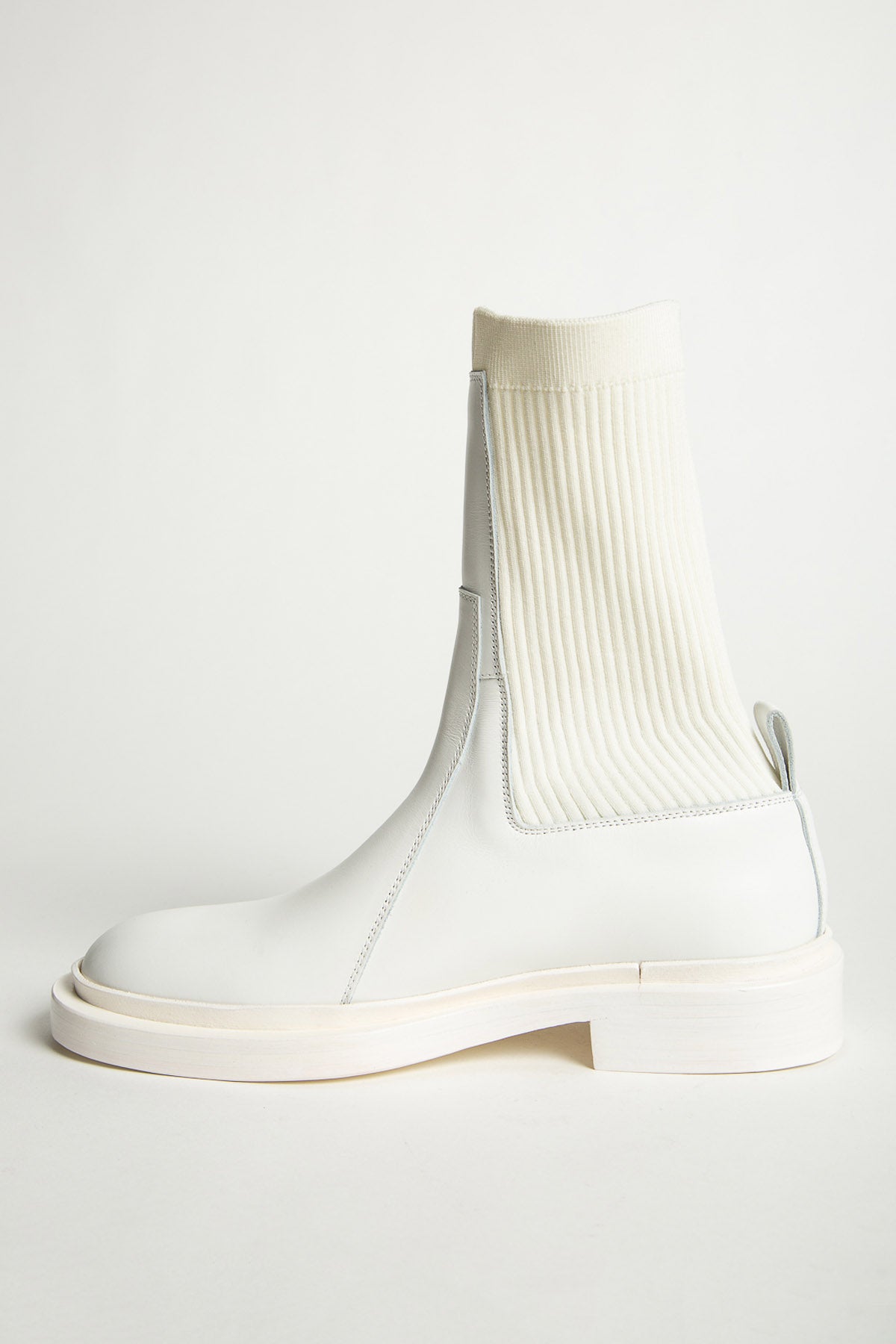 JIL SANDER | ELASTIC ANKLE WHITE LEATHER BOOTS - MAXFIELD LA