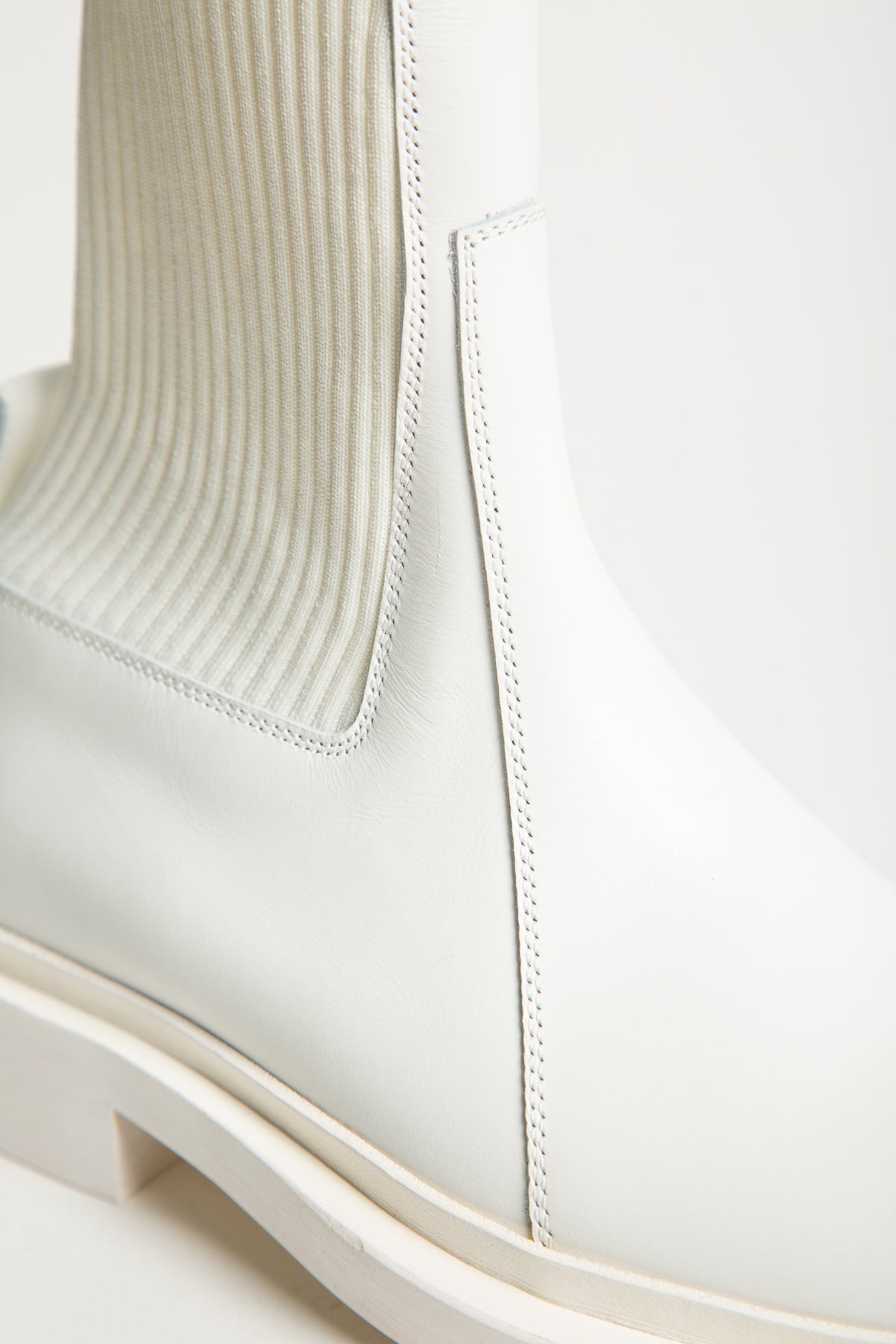 JIL SANDER | ELASTIC ANKLE WHITE LEATHER BOOTS - MAXFIELD LA
