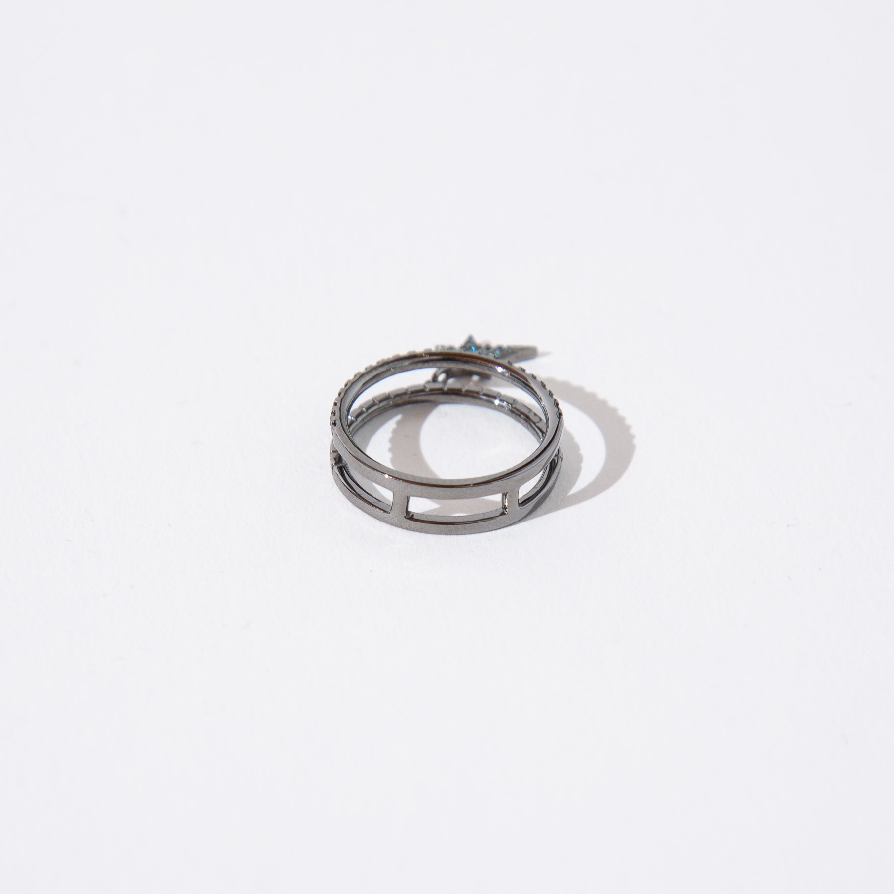 DIANE KORDAS | BLUE DIAMOND DOUBLE COSMOS STAR CHARM RING - MAXFIELD LA