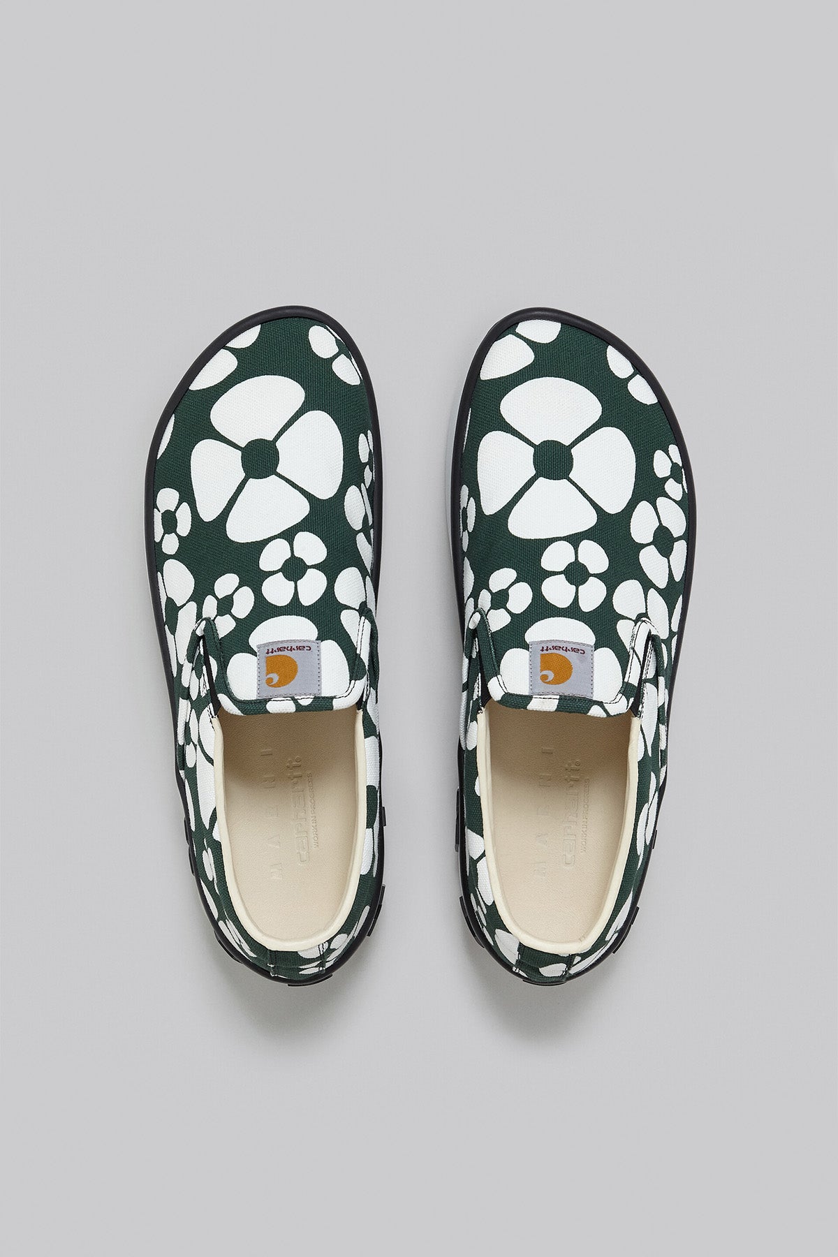 MARNI X CARHARTT | GREEN FLOWER PAW SLIP ONS - MAXFIELD LA