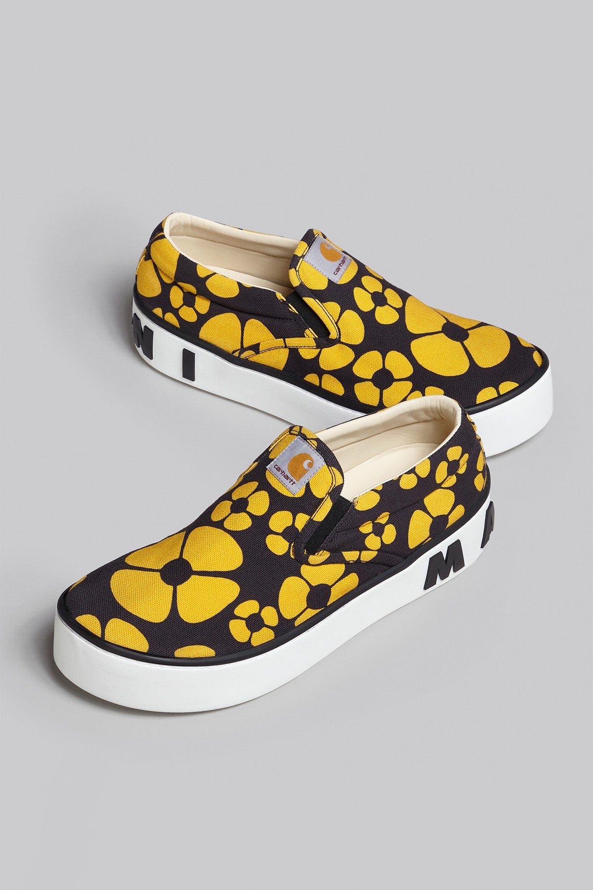 MARNI X CARHARTT | YELLOW FLOWER PAW SLIP ONS - MAXFIELD LA