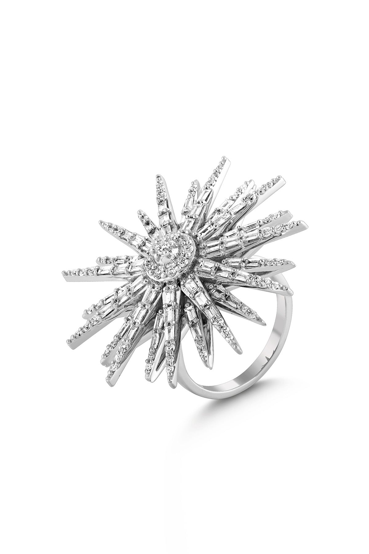 BEE GODDESS | WHITE GOLD STAR LIGHT JARDIN STAR RING - MAXFIELD LA