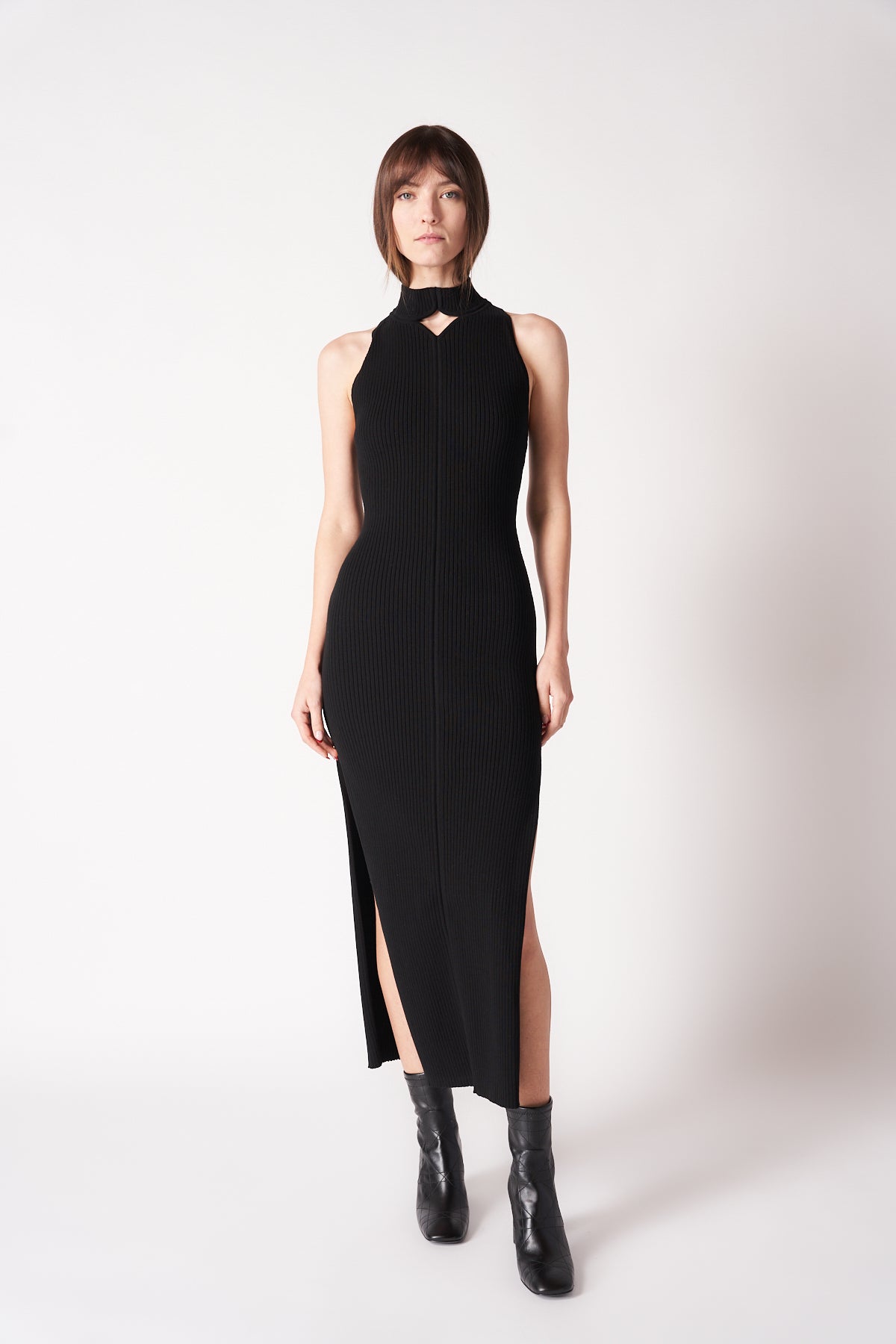 COURRÈGES | RIB DIAMOND NECK DRESS