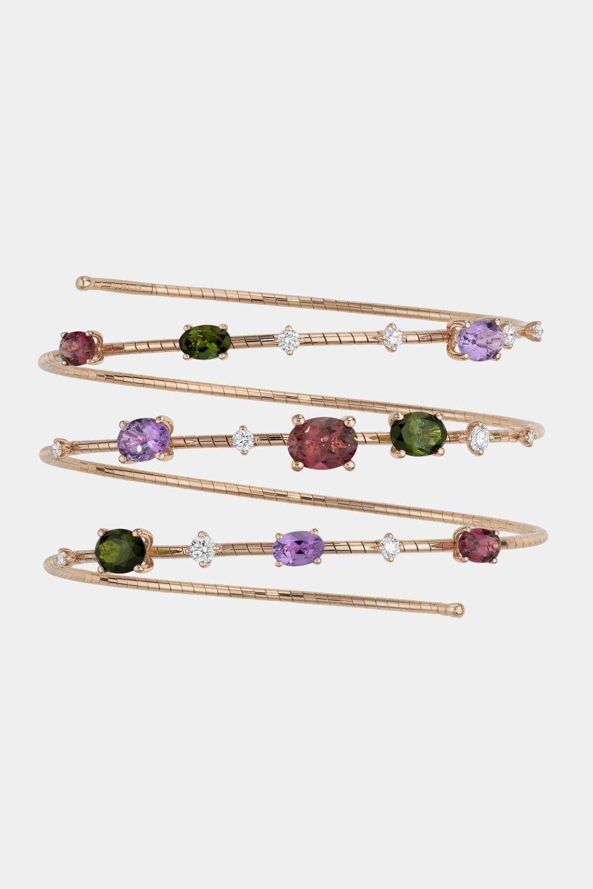 MATTIA CIELO | 3 ROW ROSE GOLD MULTI STONE WRAP BRACELET - MAXFIELD LA
