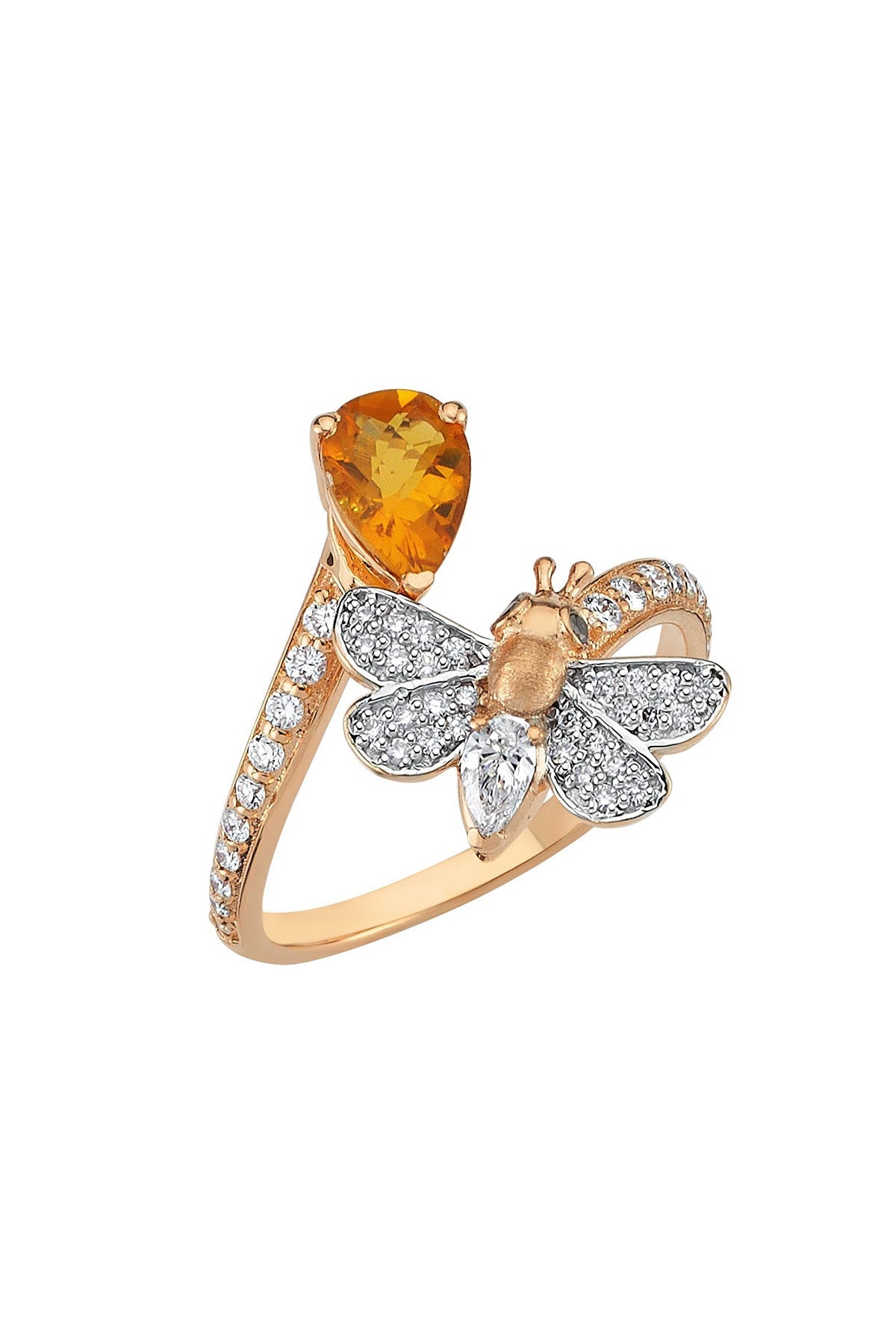 BEE GODDESS | DIAGONAL HONEY BEE CITRINE RING