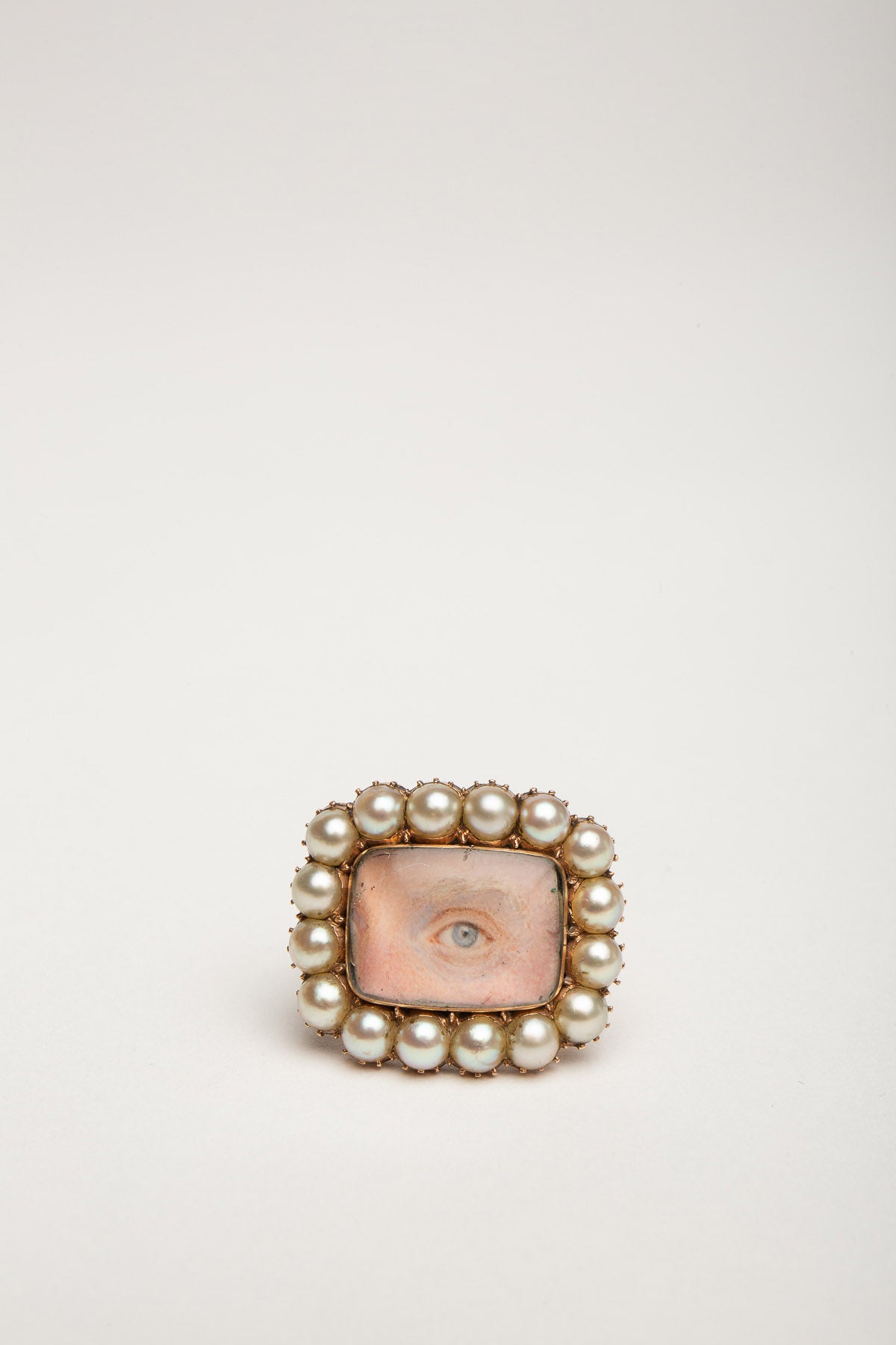 MAXFIELD PRIVATE COLLECTION | 1800'S PAINTED SQUARE EYE PEARL RING