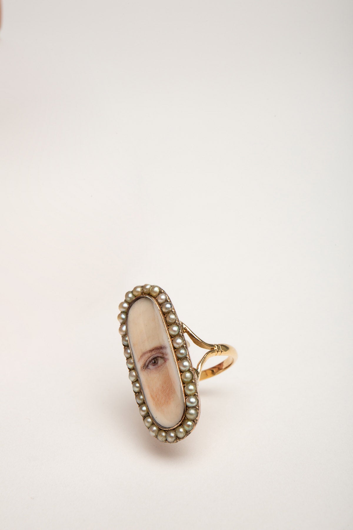 MAXFIELD PRIVATE COLLECTION | 1800'S PAINTED LONG OVAL EYE PEARL RING - MAXFIELD LA