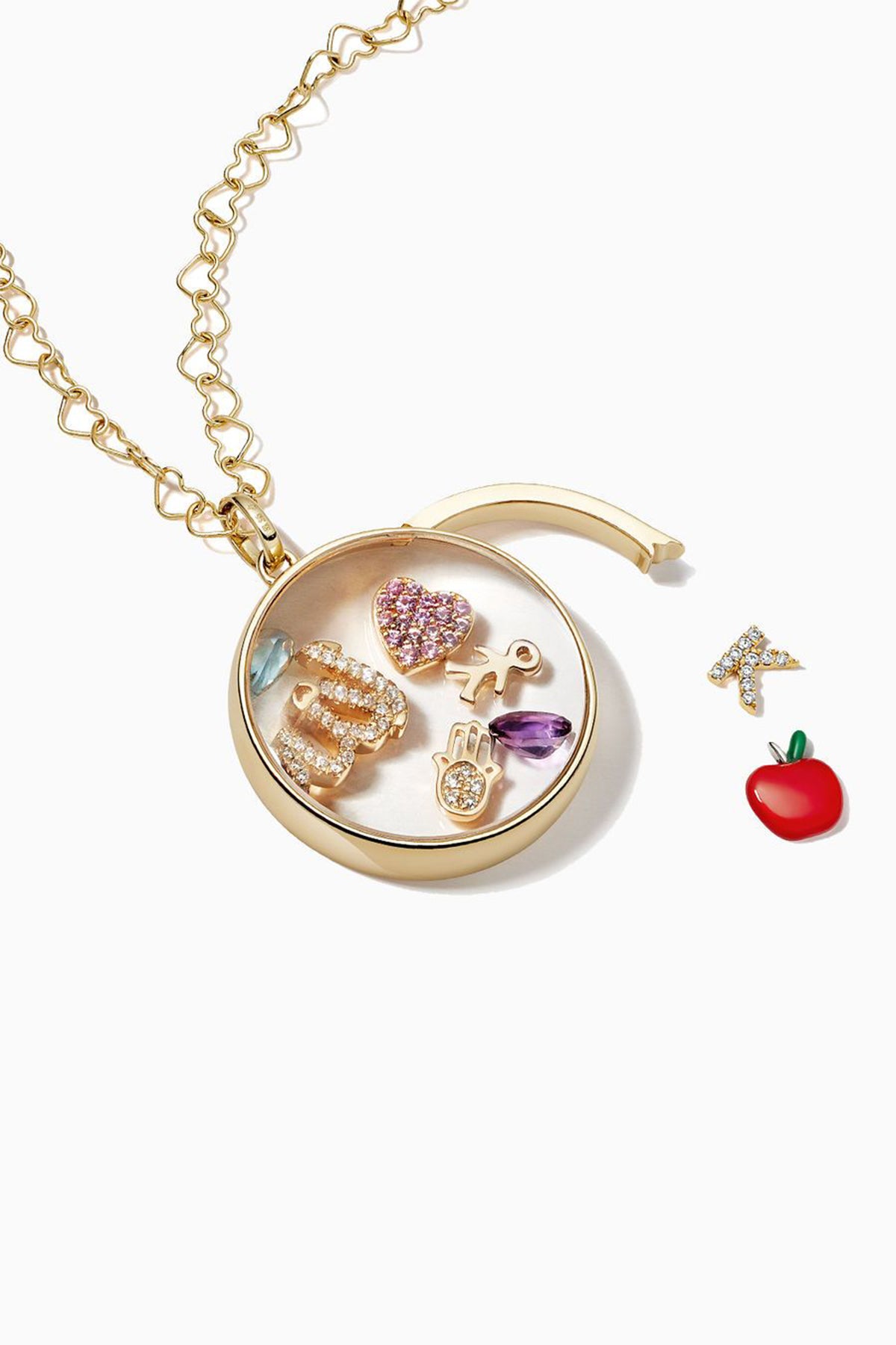 LOQUET LONDON | PINK SAPPHIRE HEART CHARM - MAXFIELD LA