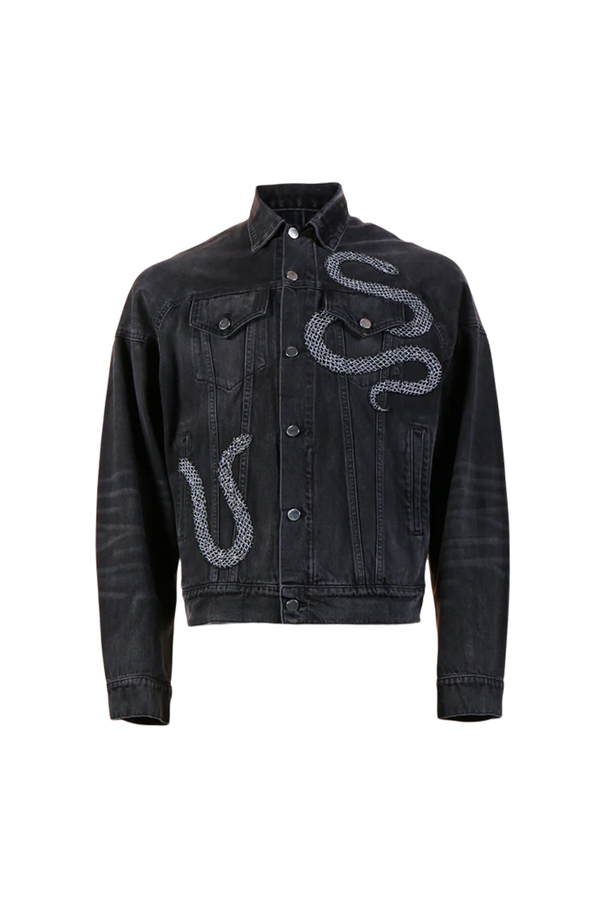 AMIRI | OVERSIZED GLITTER SNAKE TRUCKER JACKET