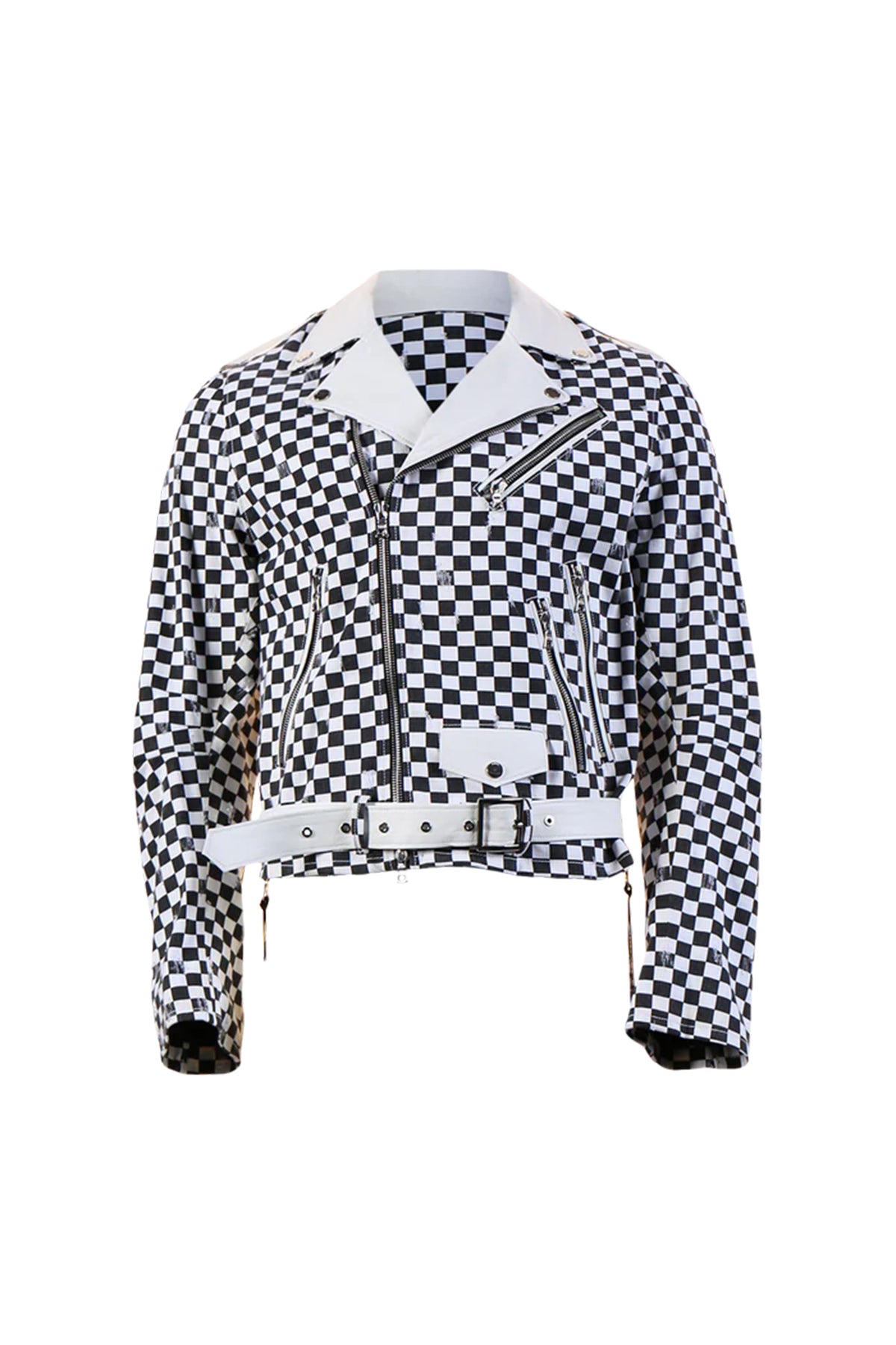 AMIRI | CHECK DENIM BIKER JACKET