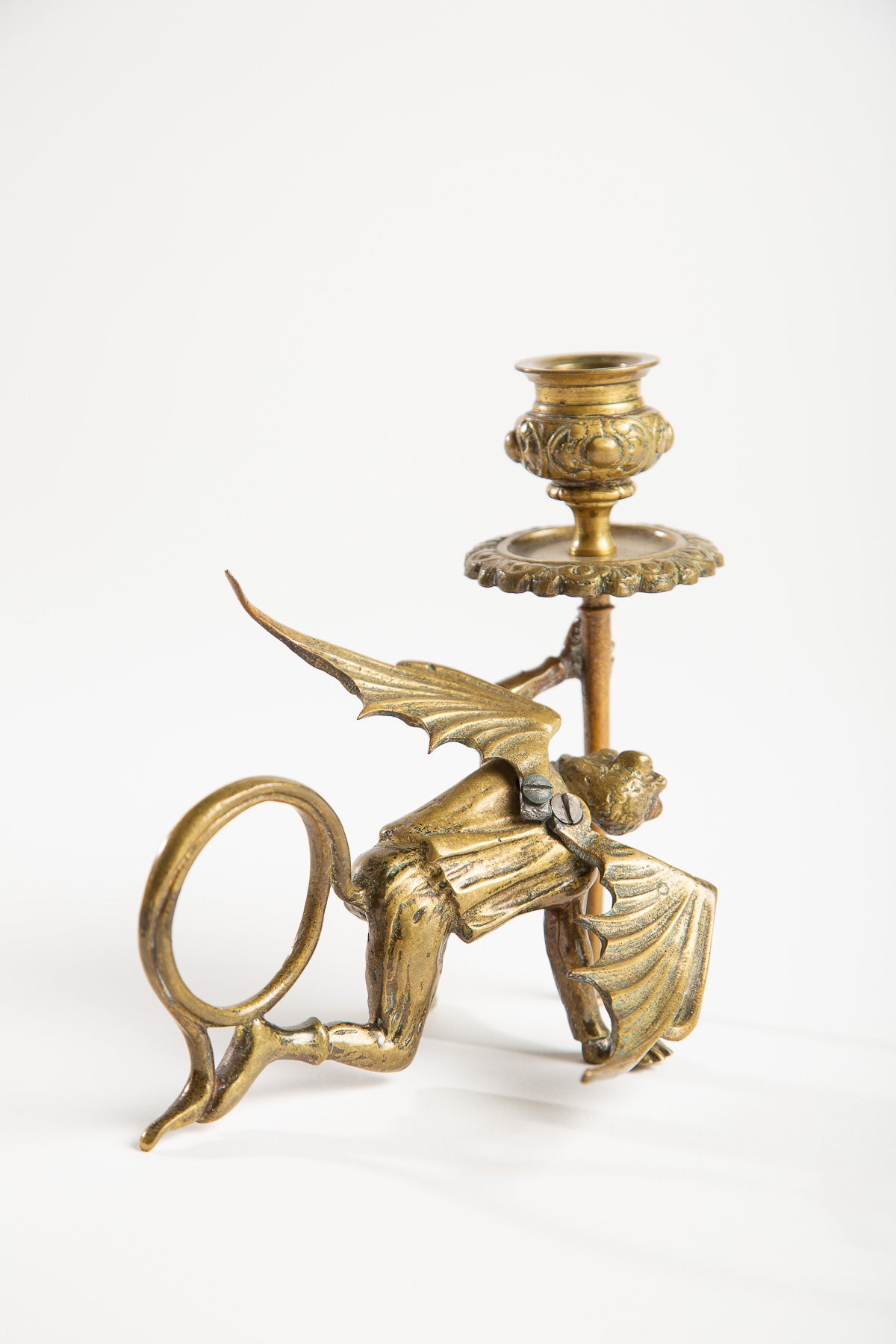 MAXFIELD PRIVATE COLLECTION | 19TH CENTURY BRONZE DEVIL CANDLESTICK