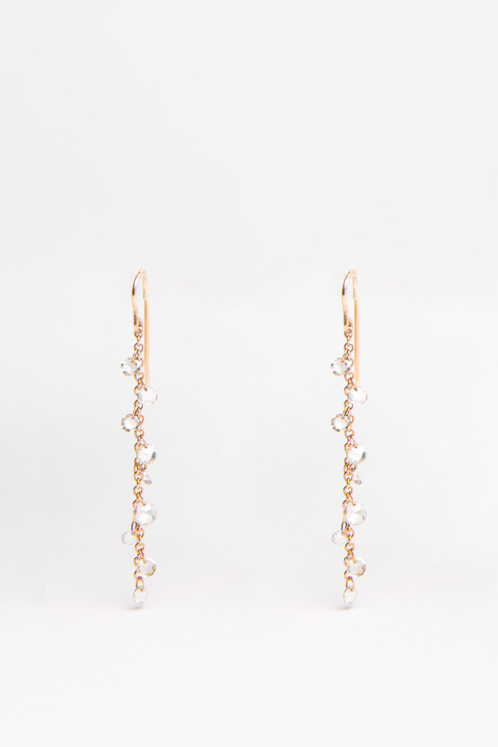 MAUD JEWELRY 18K ROSE GOLD DIAMOND DROPS EARRINGS