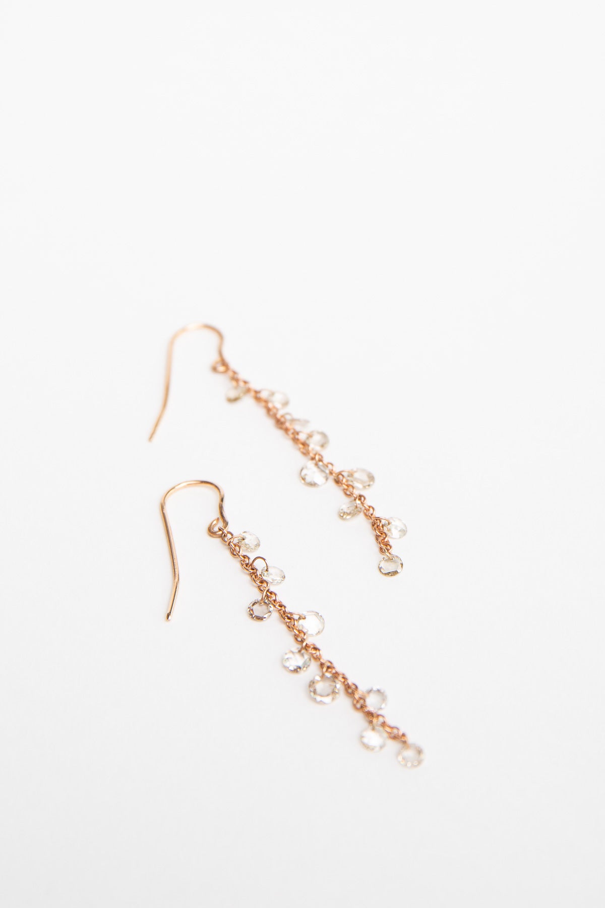 MAUD JEWELRY | 18K ROSE GOLD DIAMOND DROPS EARRINGS - MAXFIELD LA