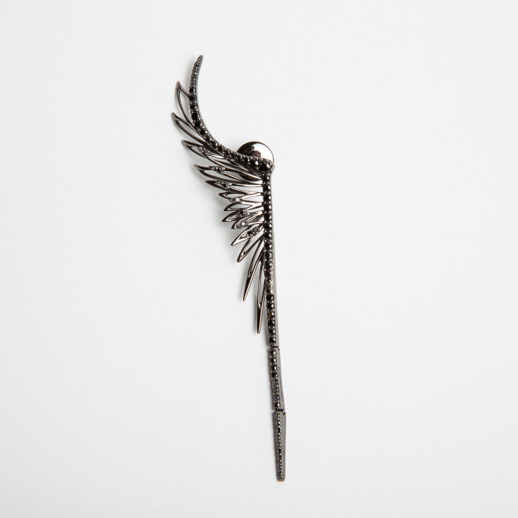 CRISTINA ORTIZ | BLACK DIAMOND WINGED STUD EARRING