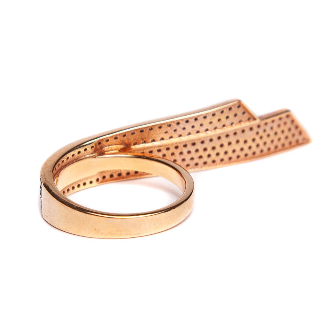 FIYA JEWELLERY | ROSE GOLD FLOATING DOUBLE BANNER RING - MAXFIELD LA