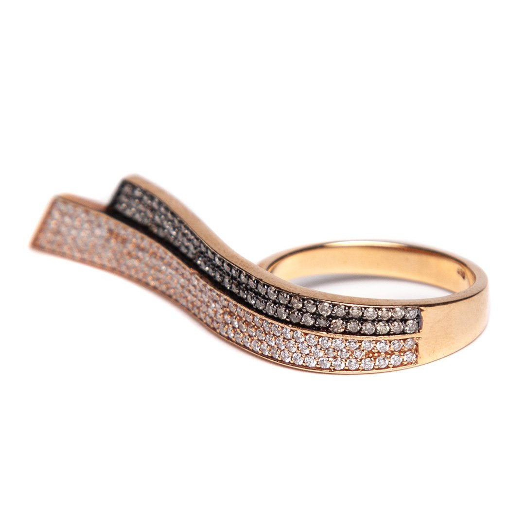FIYA JEWELLERY | ROSE GOLD FLOATING DOUBLE BANNER RING - MAXFIELD LA