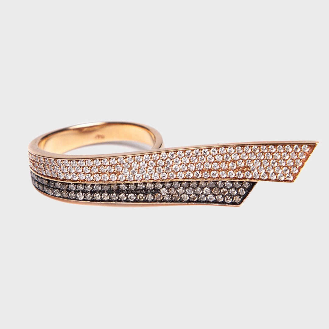 FIYA JEWELLERY | ROSE GOLD FLOATING DOUBLE BANNER RING - MAXFIELD LA