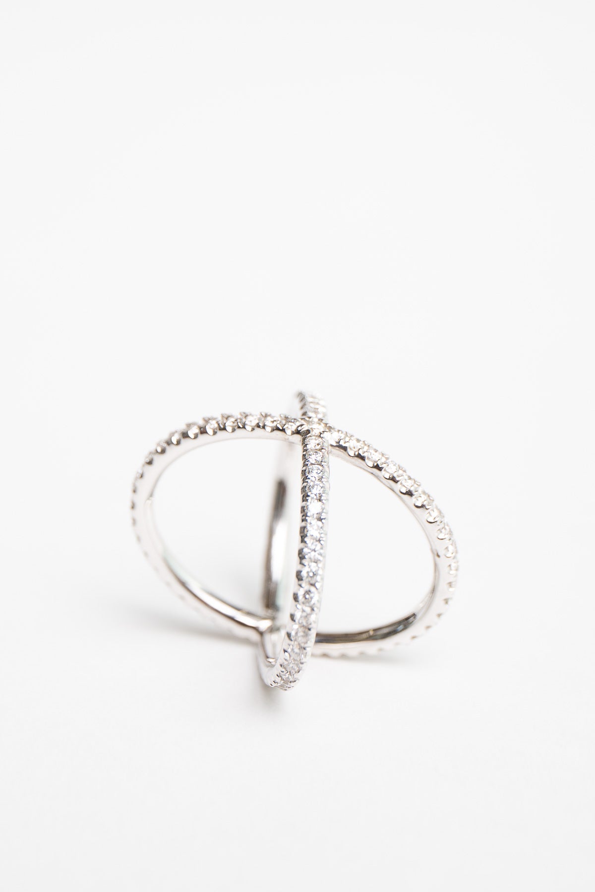 MAUD JEWELRY | 18K WHITE GOLD DIAMOND X RING - MAXFIELD LA