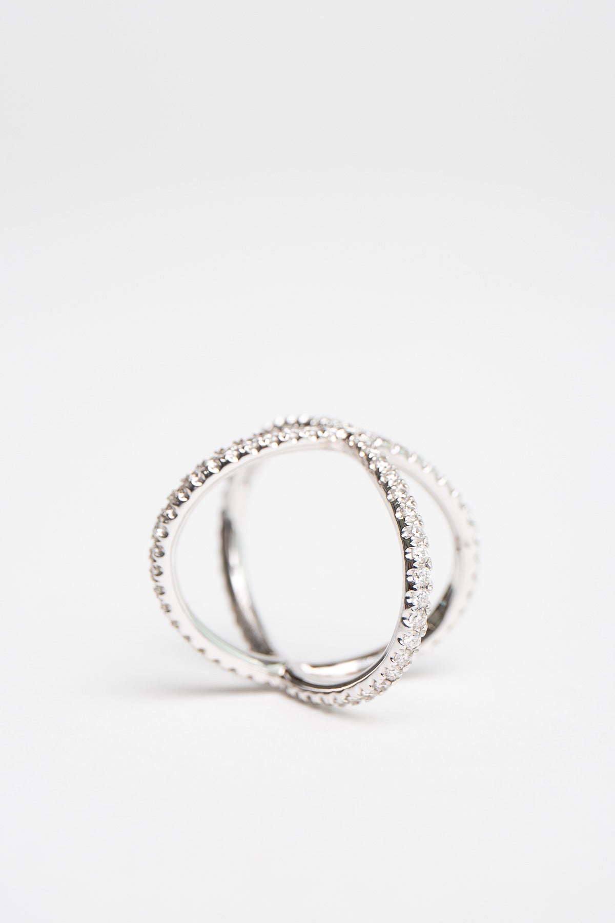 MAUD JEWELRY | 18K WHITE GOLD DIAMOND X RING - MAXFIELD LA