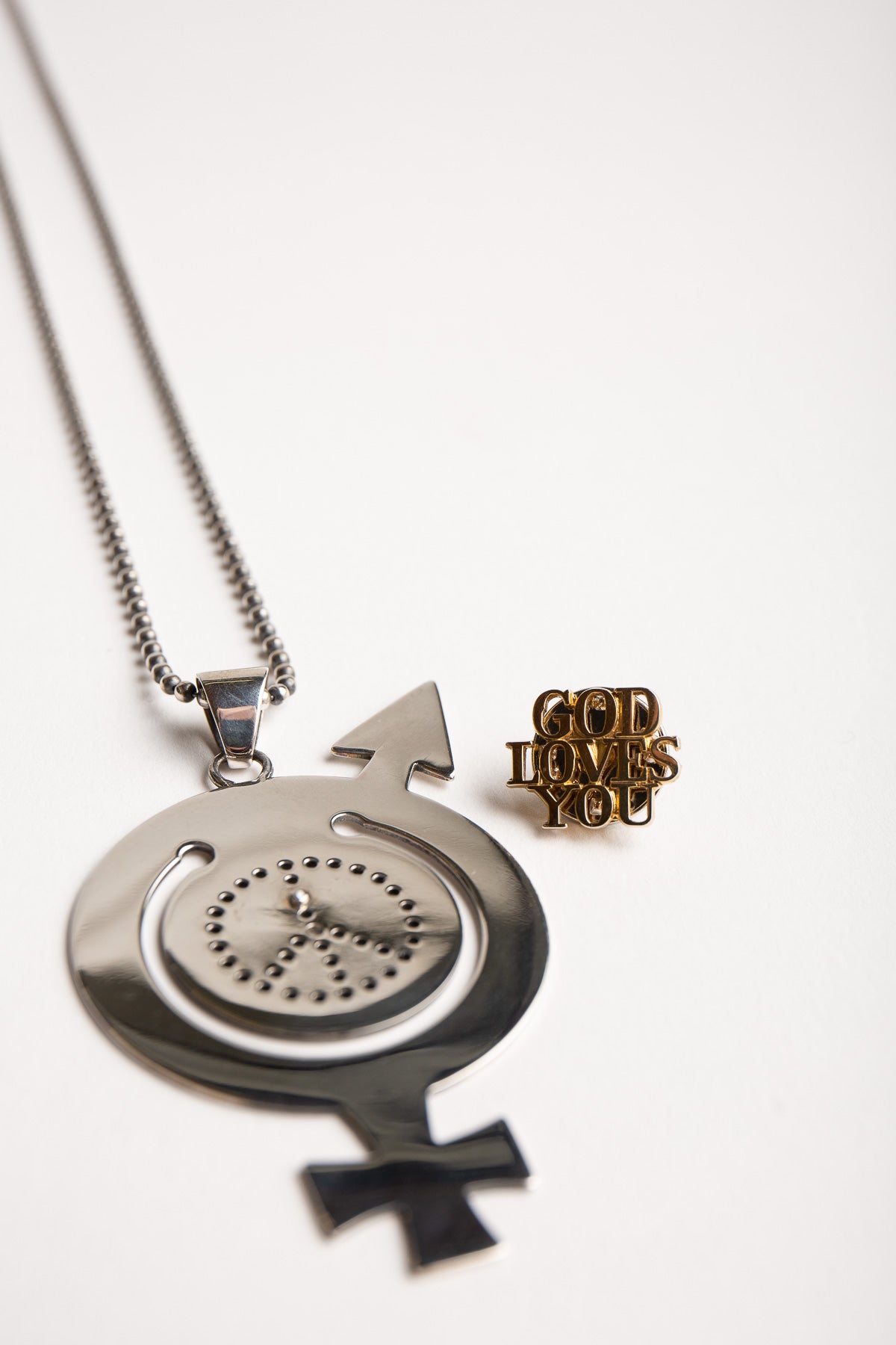 BLIND MAN TOGS | TIFFANY GOD LOVES YOU NECKLACE & PIN - MAXFIELD LA