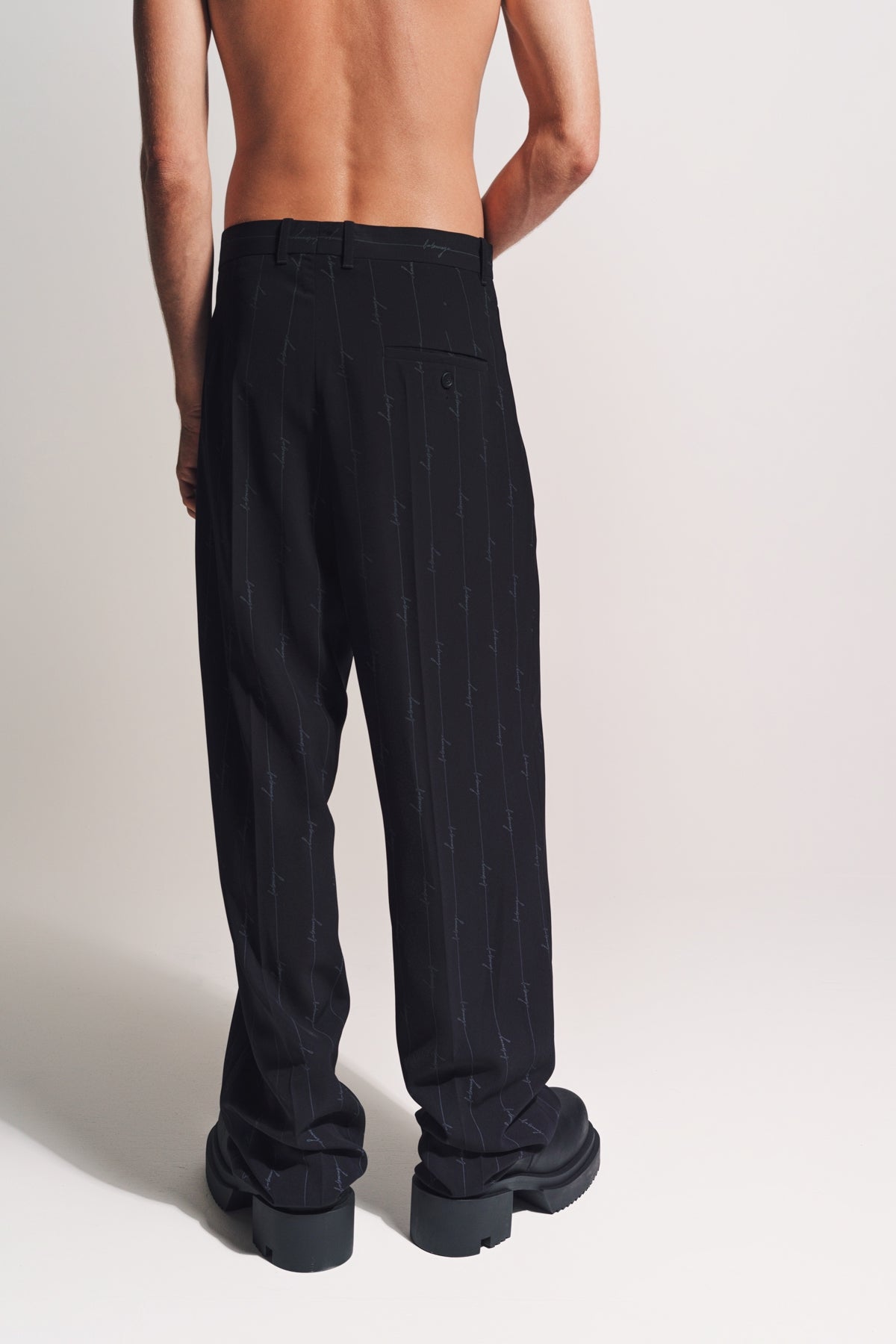 BALENCIAGA | BAGGY LOGO DRESS PANTS - MAXFIELD LA