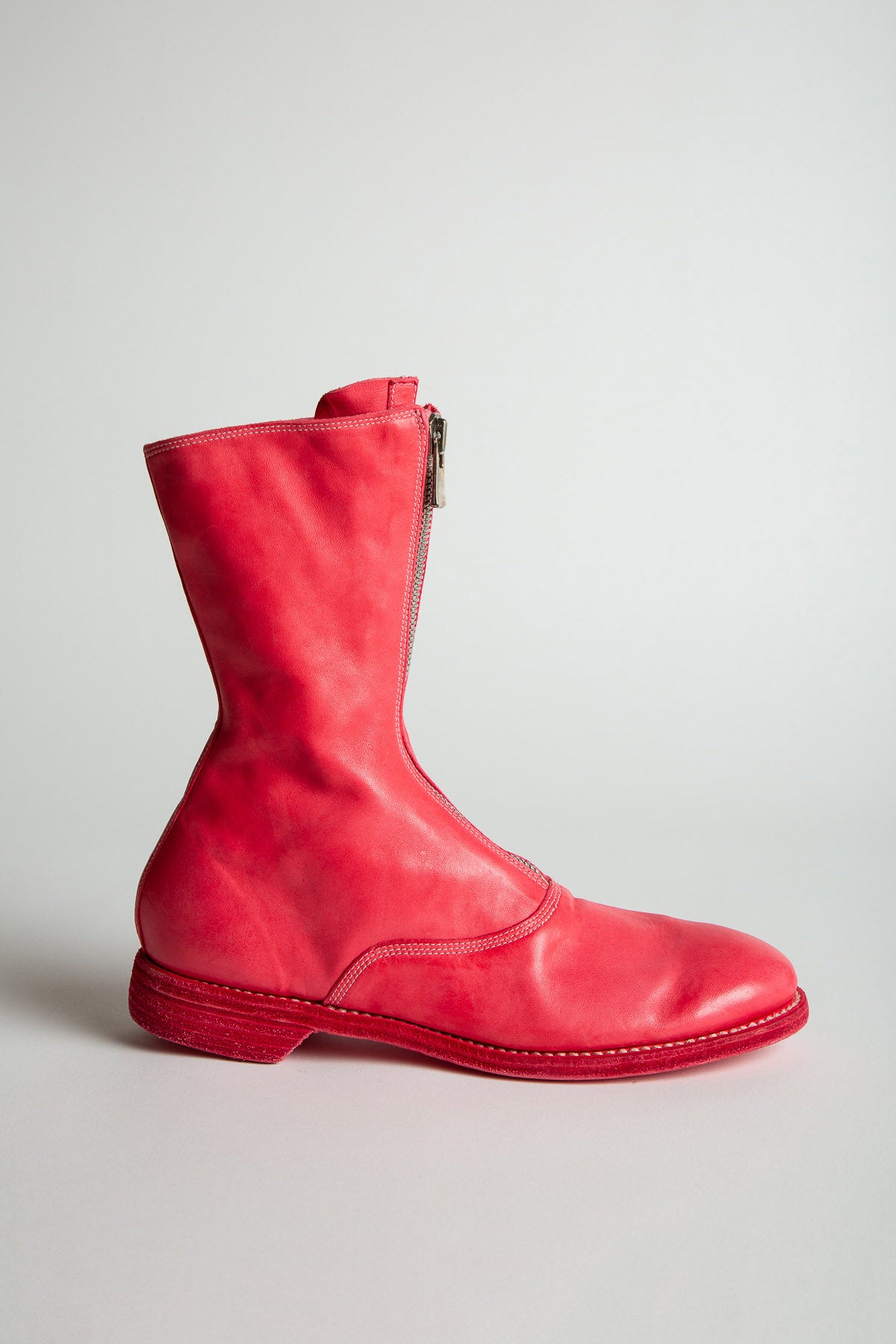 GUIDI | RED LEATHER FRONT ZIP BOOTS