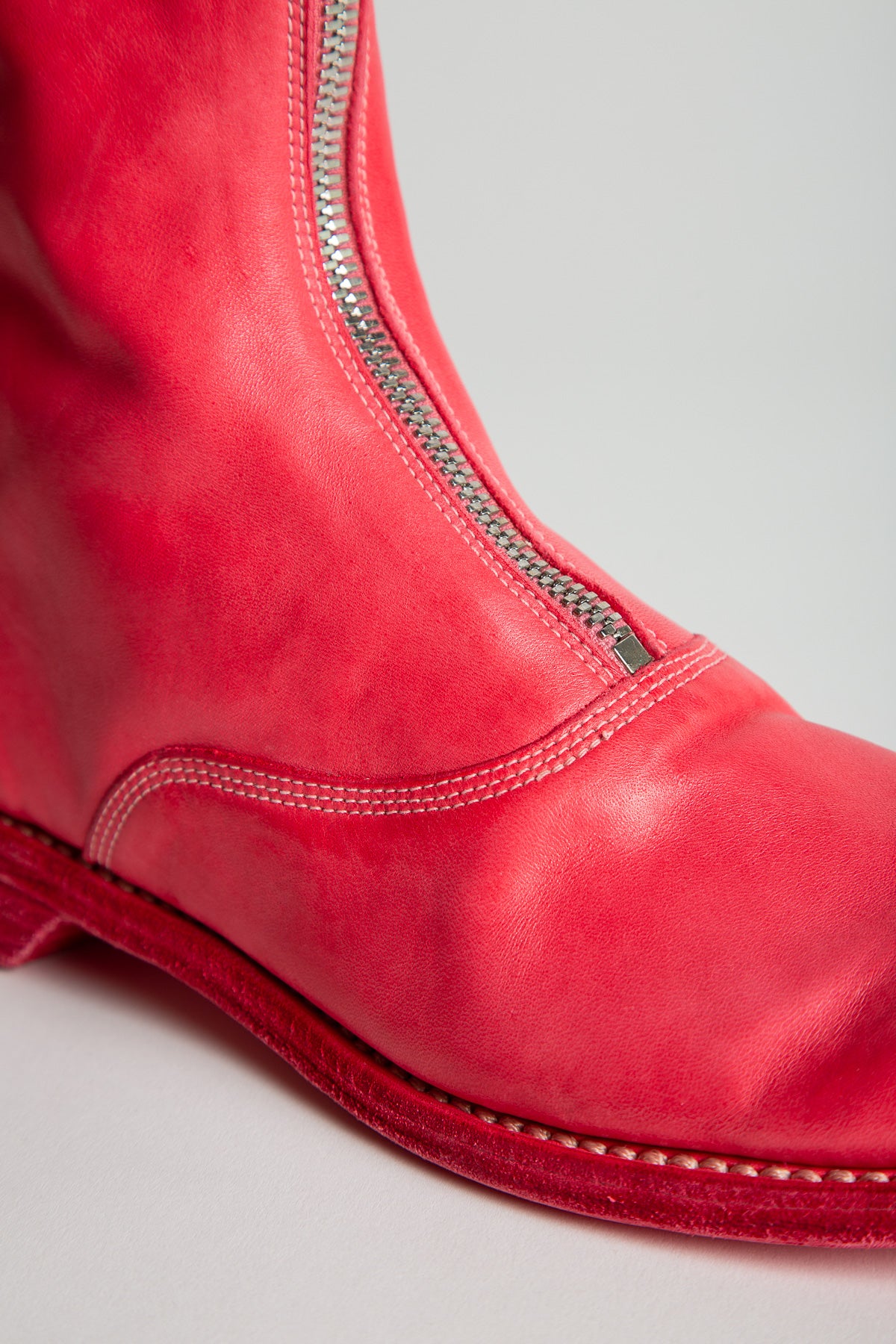 GUIDI | RED LEATHER FRONT ZIP BOOTS