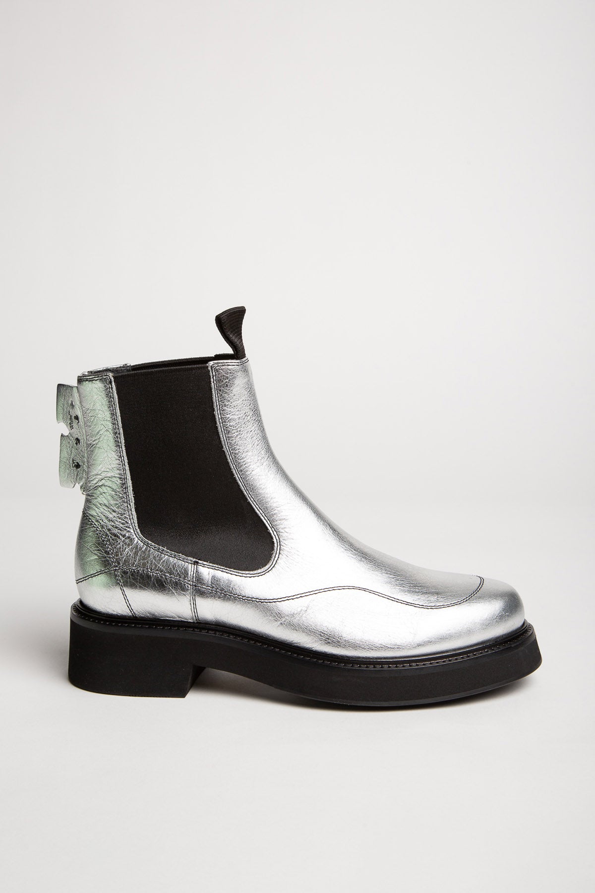 OFF-WHITE | SILVER LAMINATE CHELSEA BOOTS
