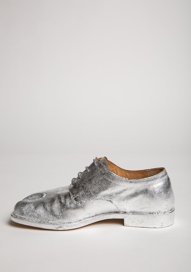 Maison Margiela Metallic Silver Tabi Lace-Up Shoes