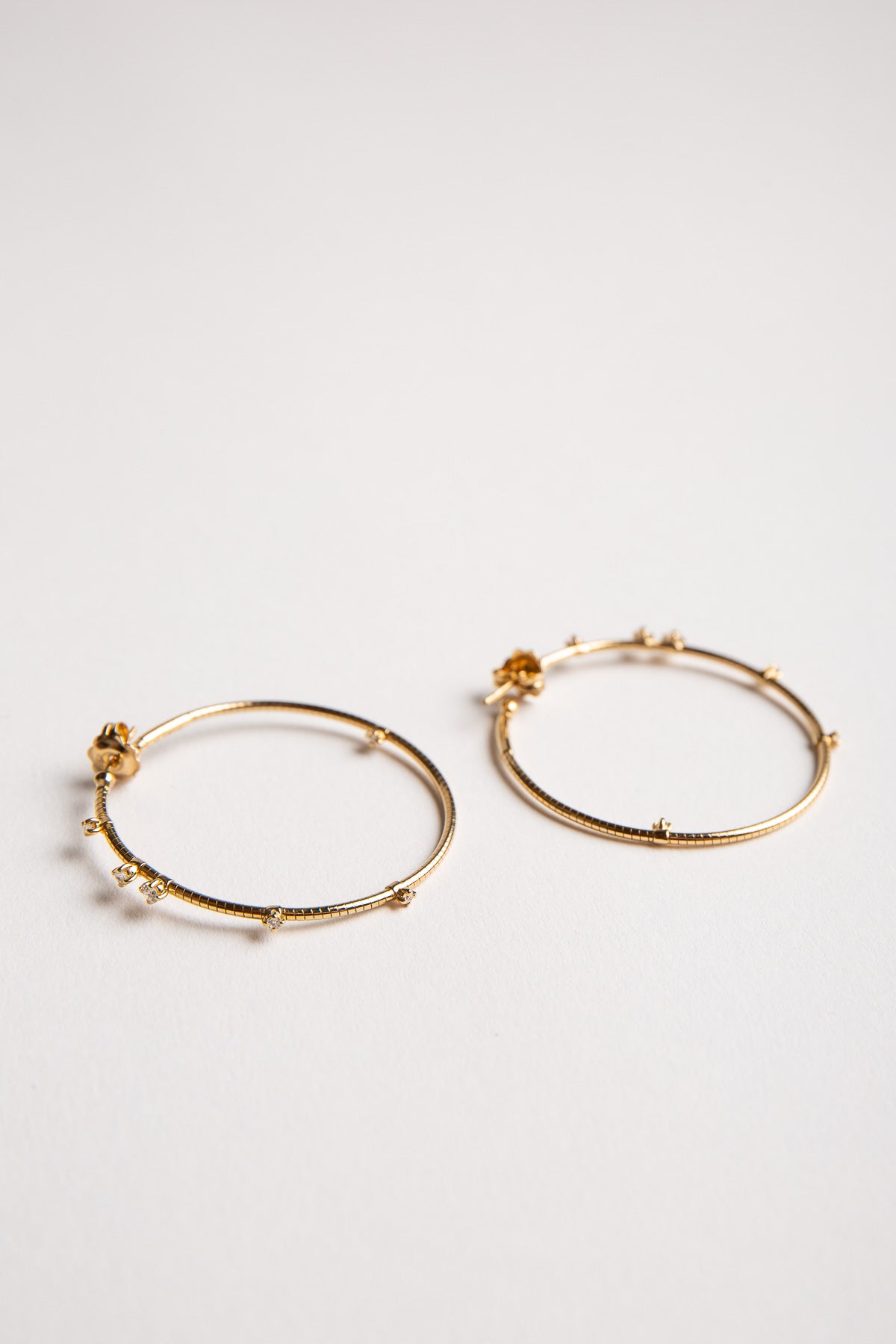 MATTIA CIELO | YELLOW GOLD DIAMOND HOOP EARRINGS - MAXFIELD LA