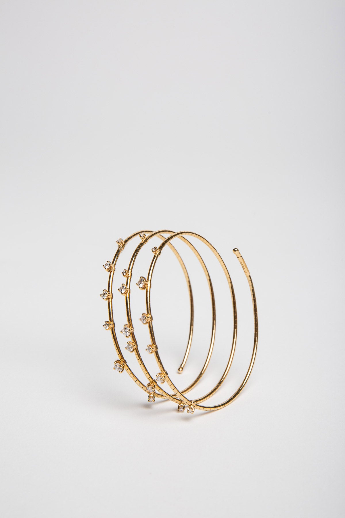 MATTIA CIELO | 3 ROW YELLOW GOLD DIAMOND SPIRAL BRACELET