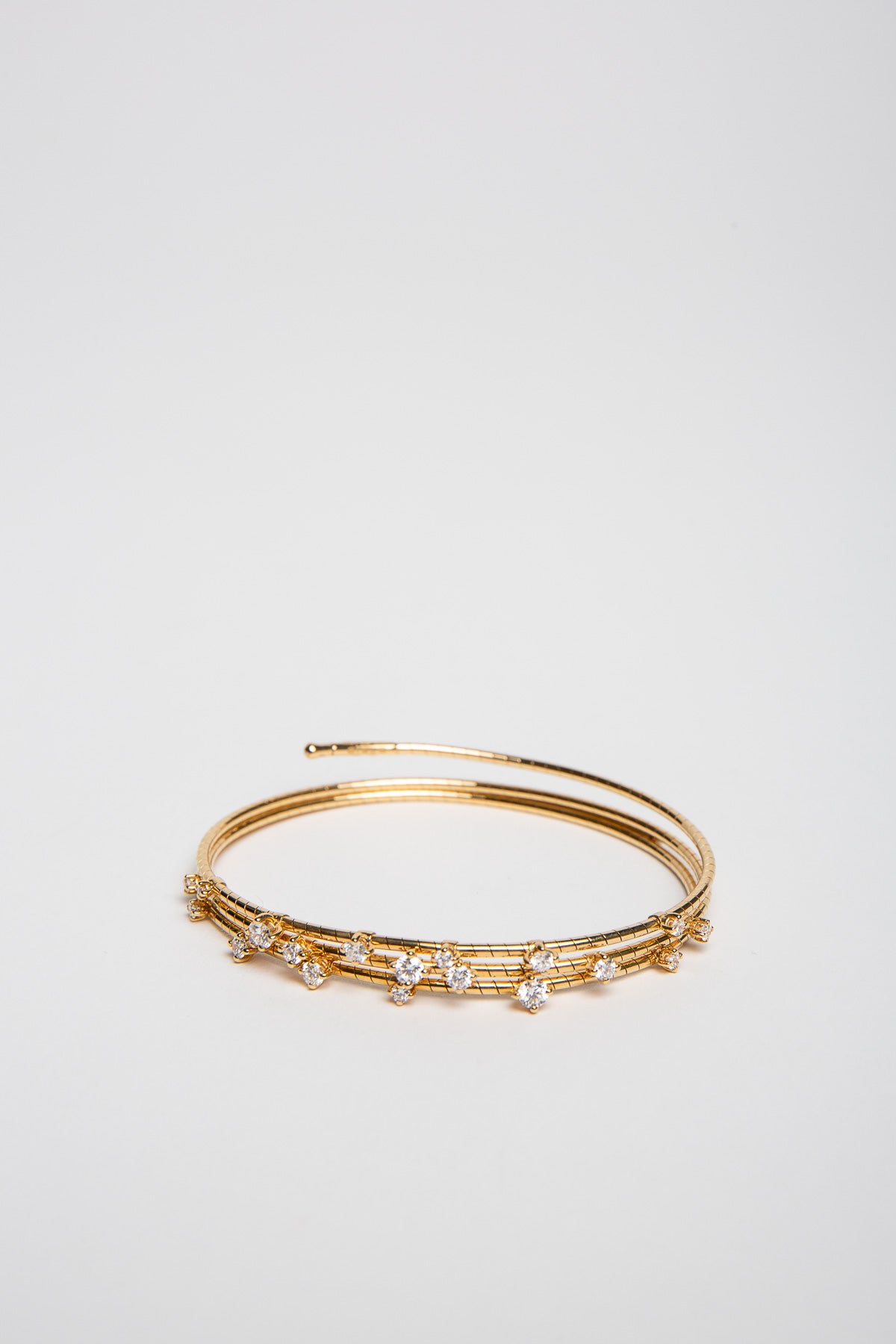 MATTIA CIELO | 3 ROW YELLOW GOLD DIAMOND SPIRAL BRACELET - MAXFIELD LA