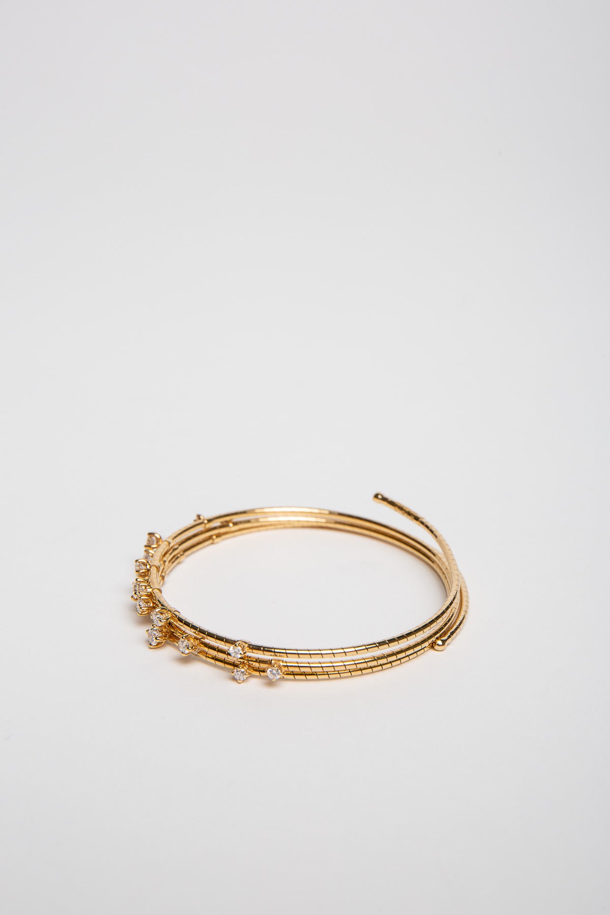 MATTIA CIELO | 3 ROW YELLOW GOLD DIAMOND SPIRAL BRACELET - MAXFIELD LA