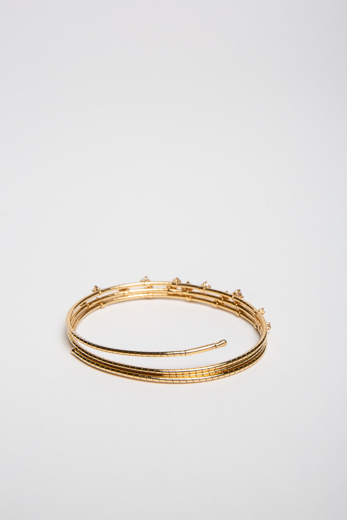 MATTIA CIELO | 3 ROW YELLOW GOLD DIAMOND SPIRAL BRACELET - MAXFIELD LA