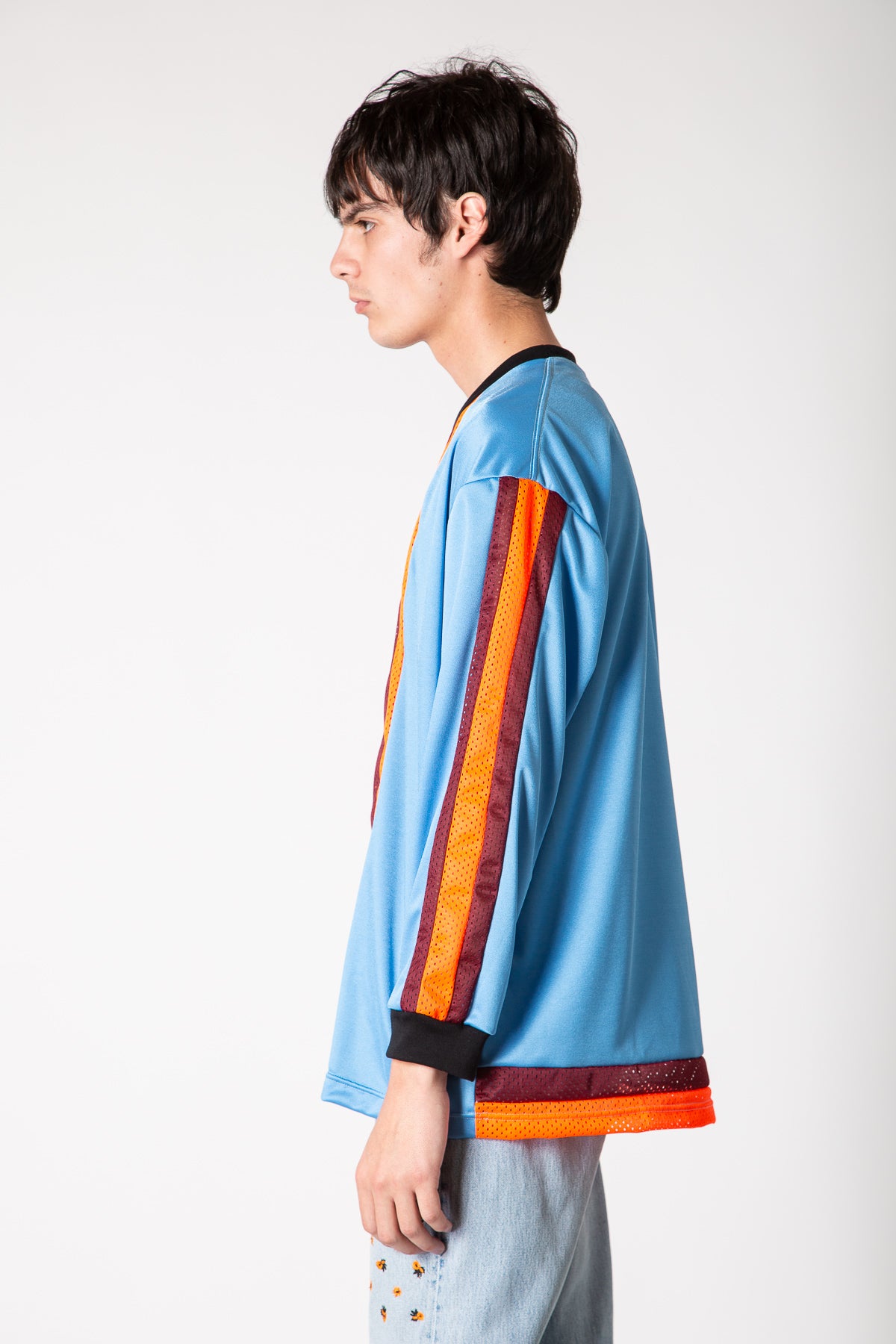 NOMARHYTHM TEXTILE | STRIPE LONG SLEEVE MESH TEE