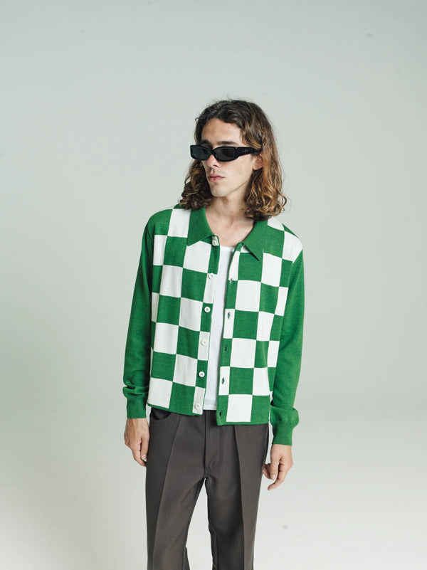 SECOND/LAYER | CHECKERED BUTTON UP KNIT