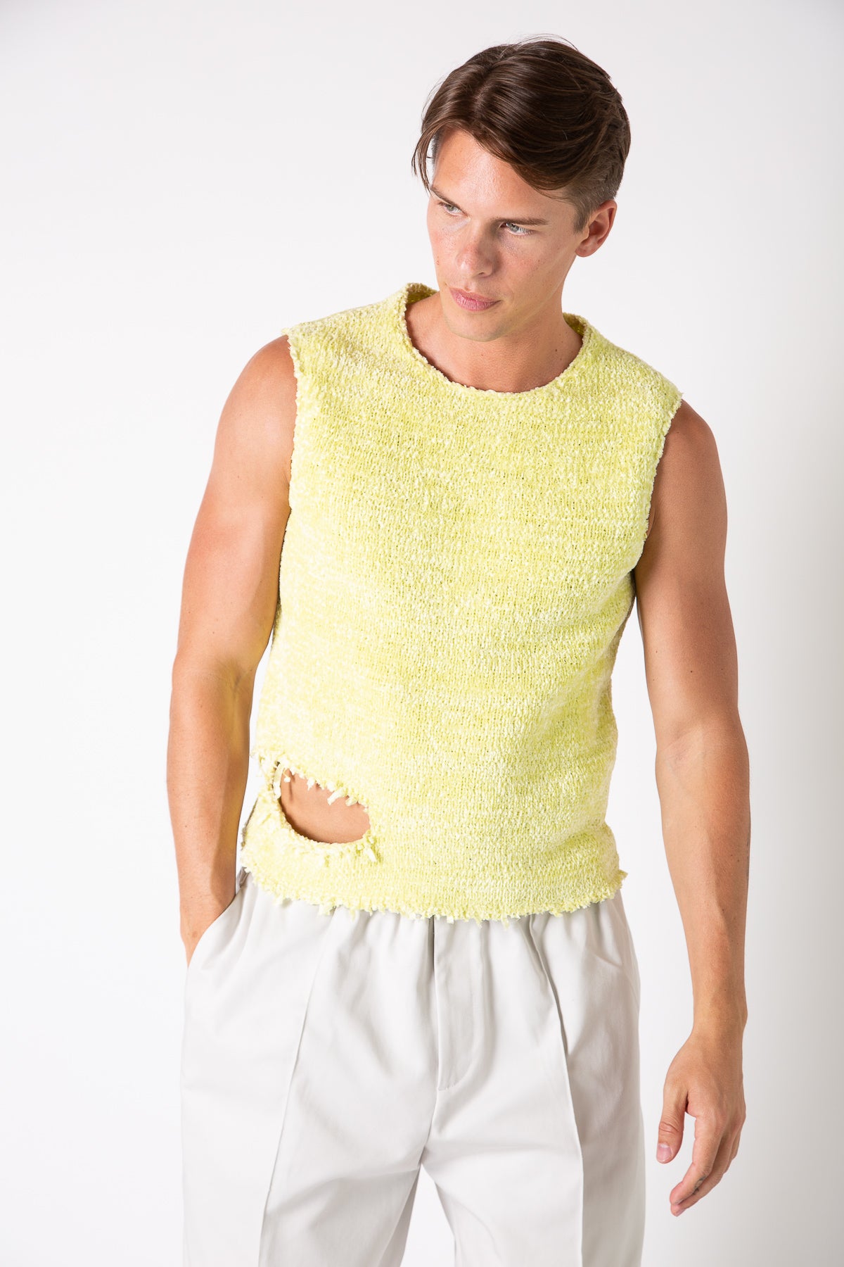 JIL SANDER | DESTROYED CHENILLE VEST - MAXFIELD LA