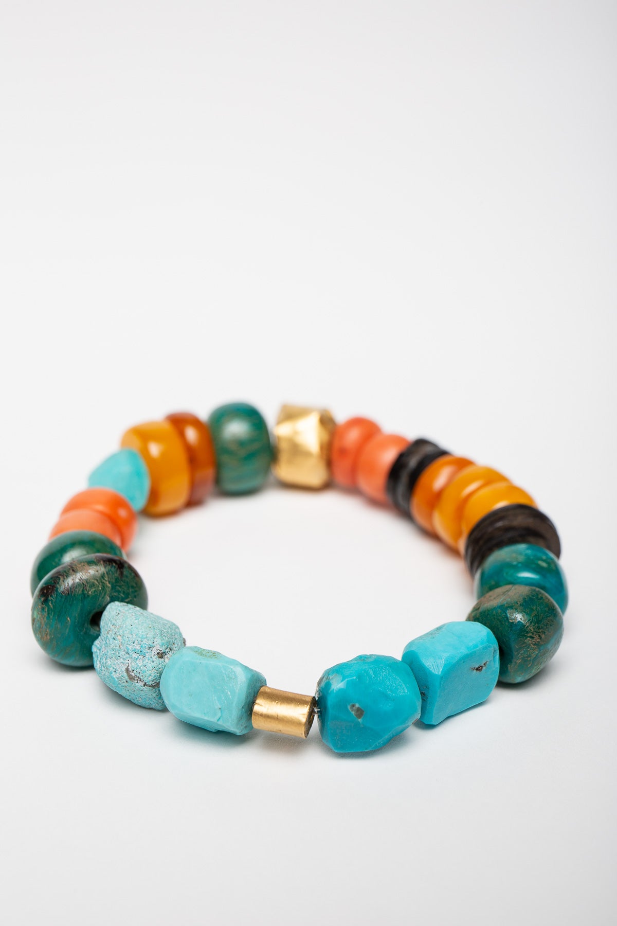 ELI HALILI | 22K CHALCEDONY, AMBER, TURQUOISE, AND CORAL BEAD BRACELET - MAXFIELD LA