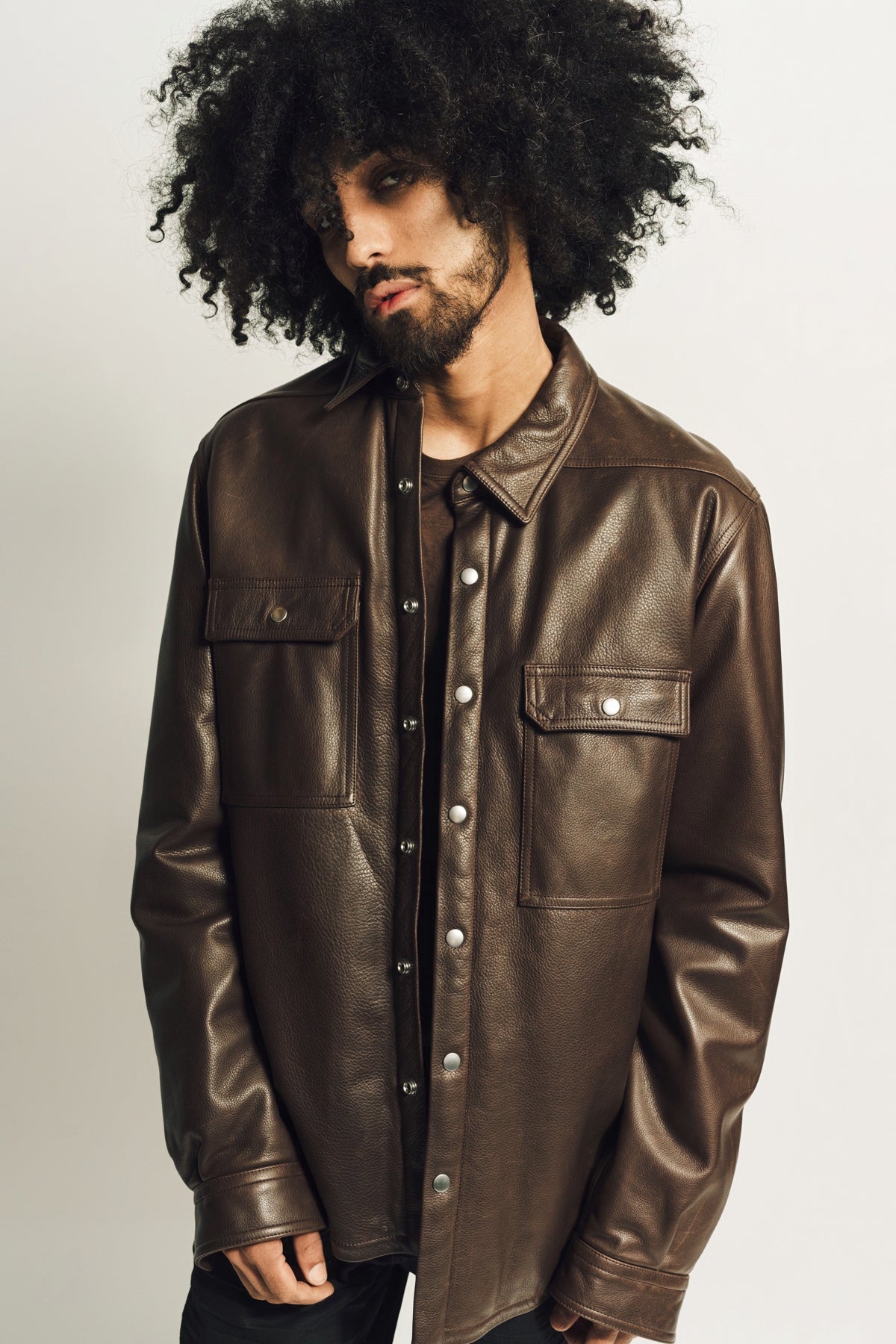 RICK OWENS | PADDED LEATHER OUTERSHIRT