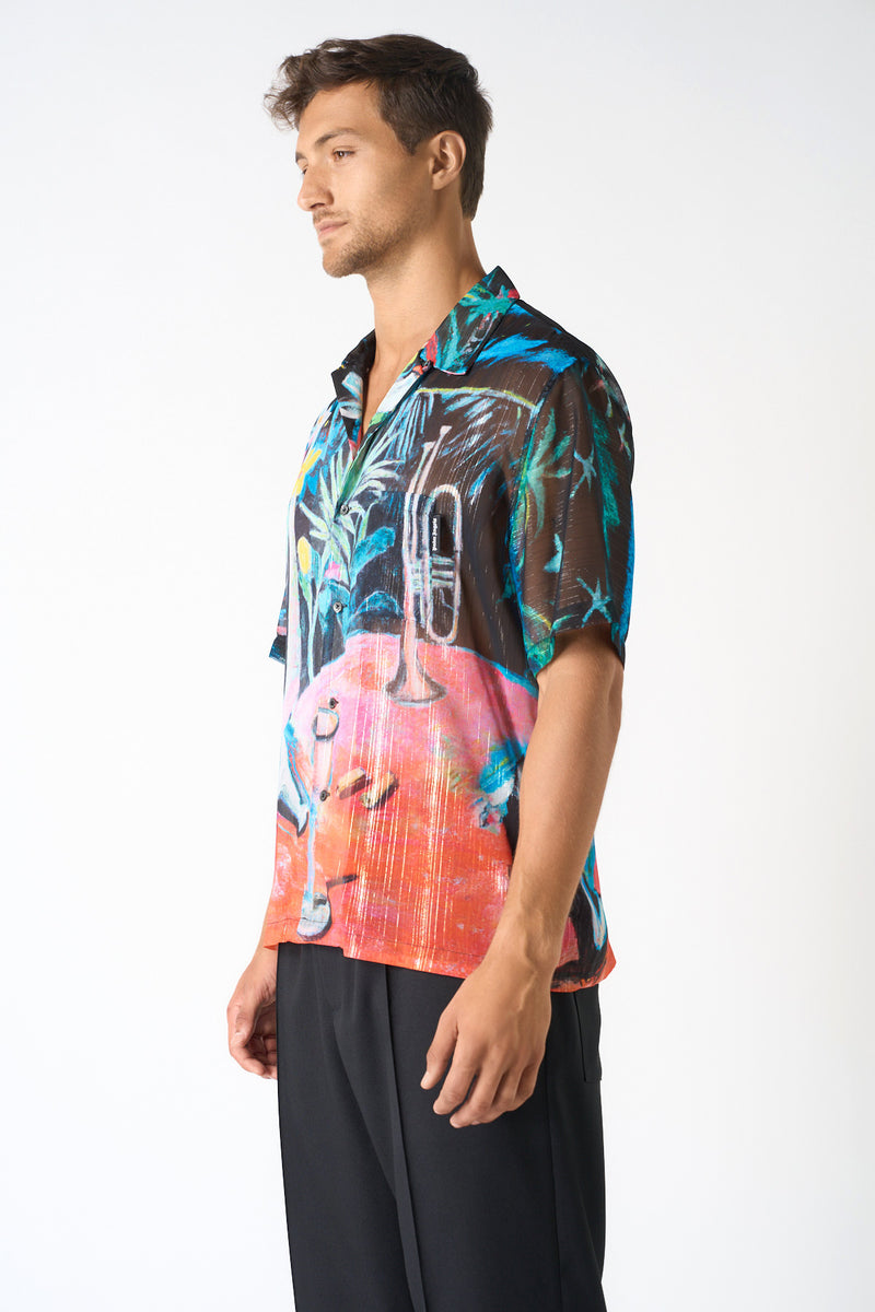 PALM ANGELS | OIL ON CANVAS BOWLING SHIRT