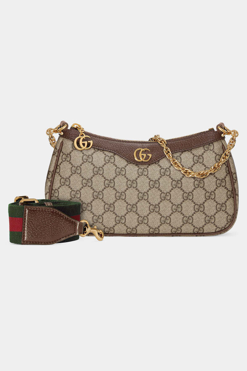 Gucci Beige/Brown GG Supreme Canvas and Leather Small Ophidia