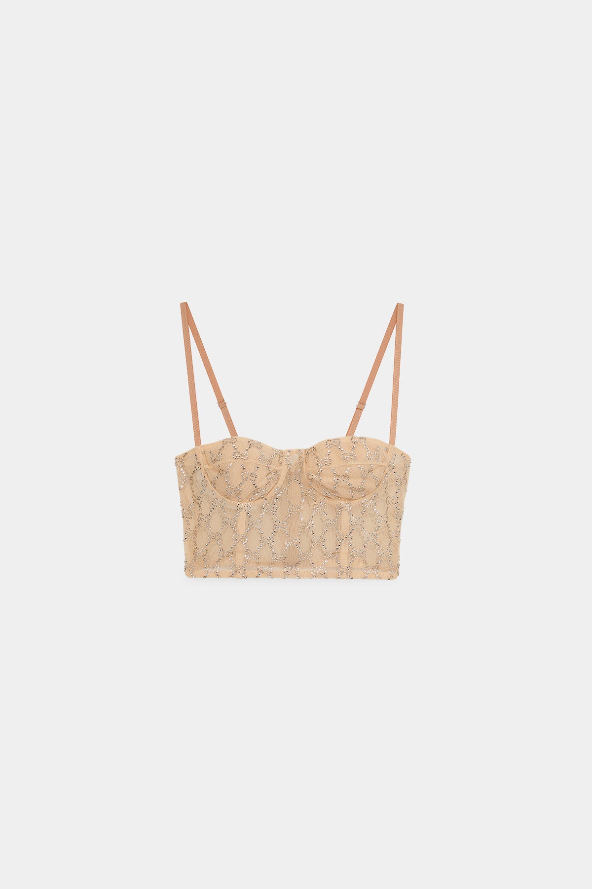 GUCCI | CRYSTAL GG STRETCH NYLON CORSET TOP