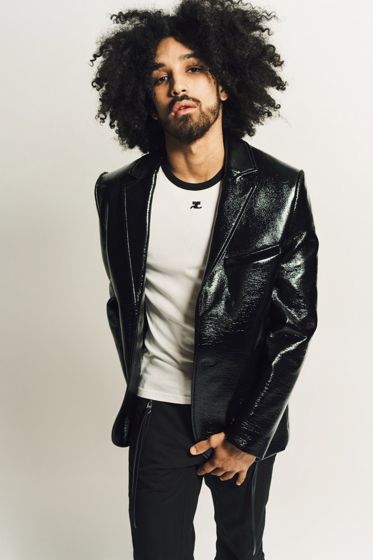 COURRÈGES | ZIPPED SLEEVES VINYL TAILORED JACKET - MAXFIELD LA